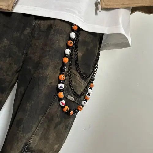 Jewelry Halloween Beaded Chain Wallet Accessory, Black Orange Size ONE SIZE - 1 Thumbnail