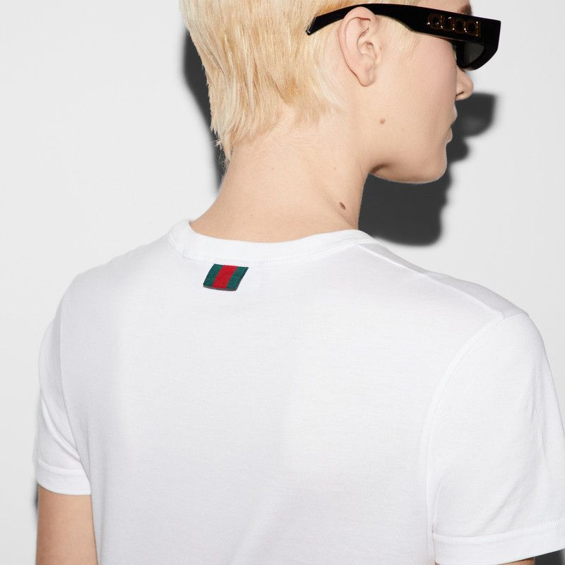 Gucci o1la5ras0526 Light Cotton Jersey T-Shirt in White Size XXS / US 00 / IT 34 - 5 Thumbnail