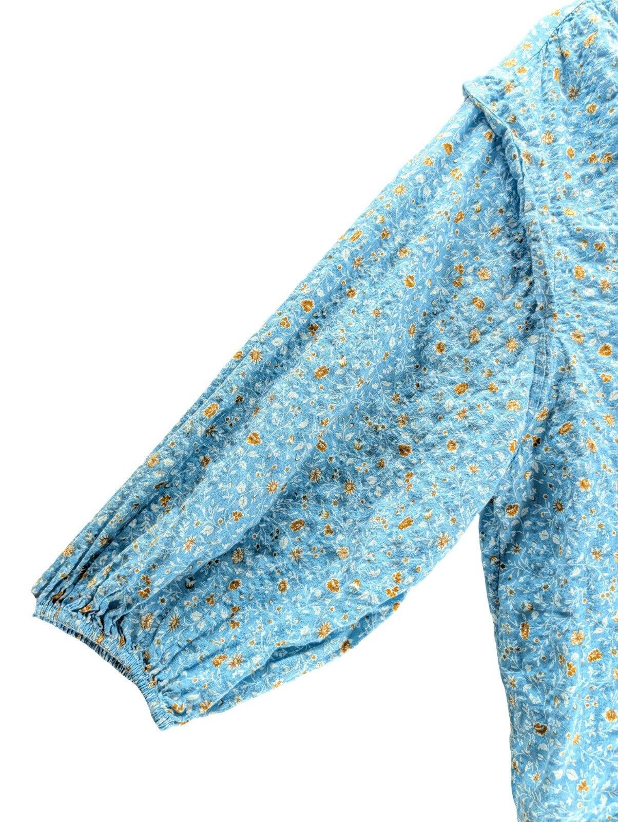 Analog a.n.a. Blouse Women 1X Plus V-Neck Peasant Floral Blue Size XL / US 12-14 / IT 48-50 - 3 Thumbnail