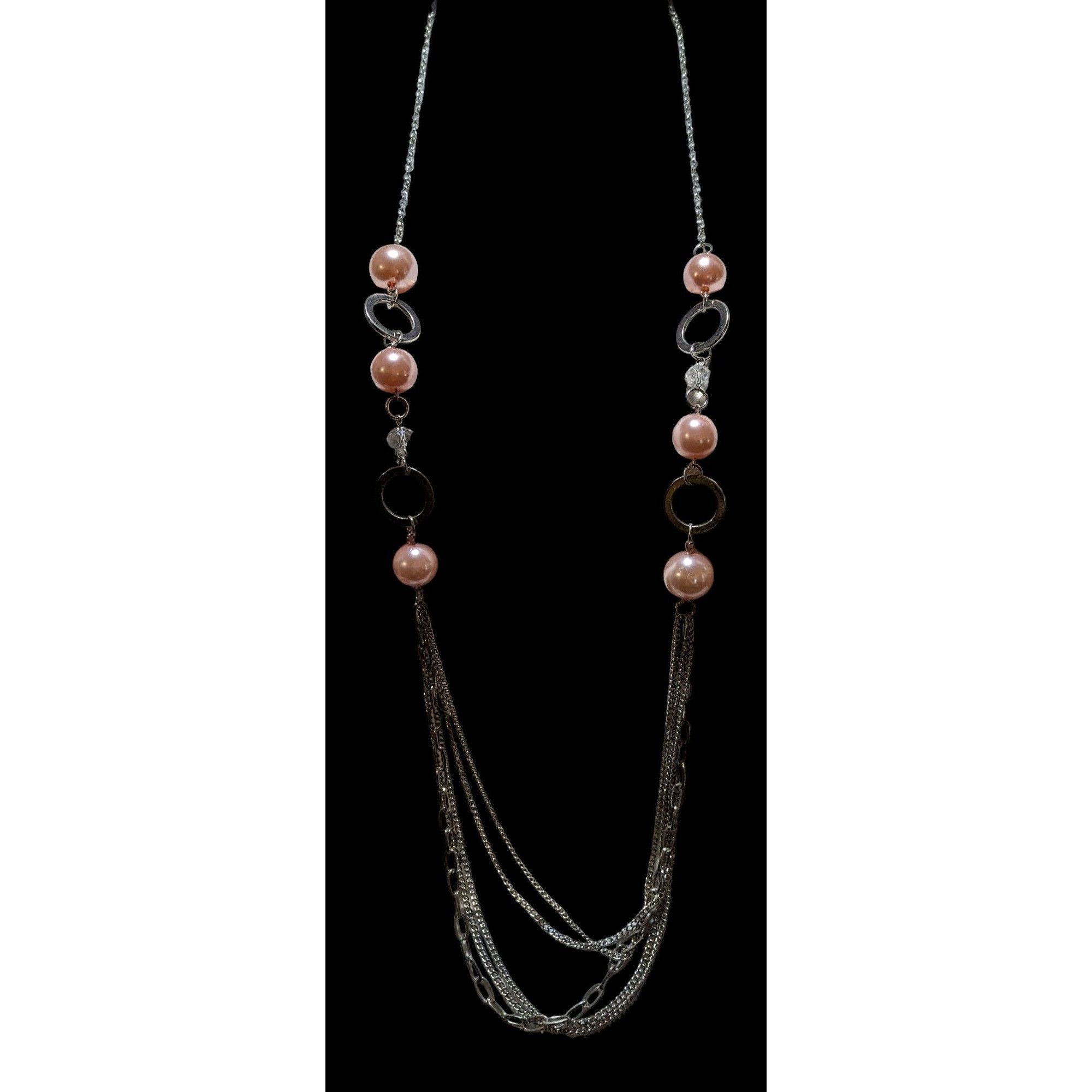 Other Long Silver & Pink Pearl Chain Necklace Size ONE SIZE - 4 Thumbnail
