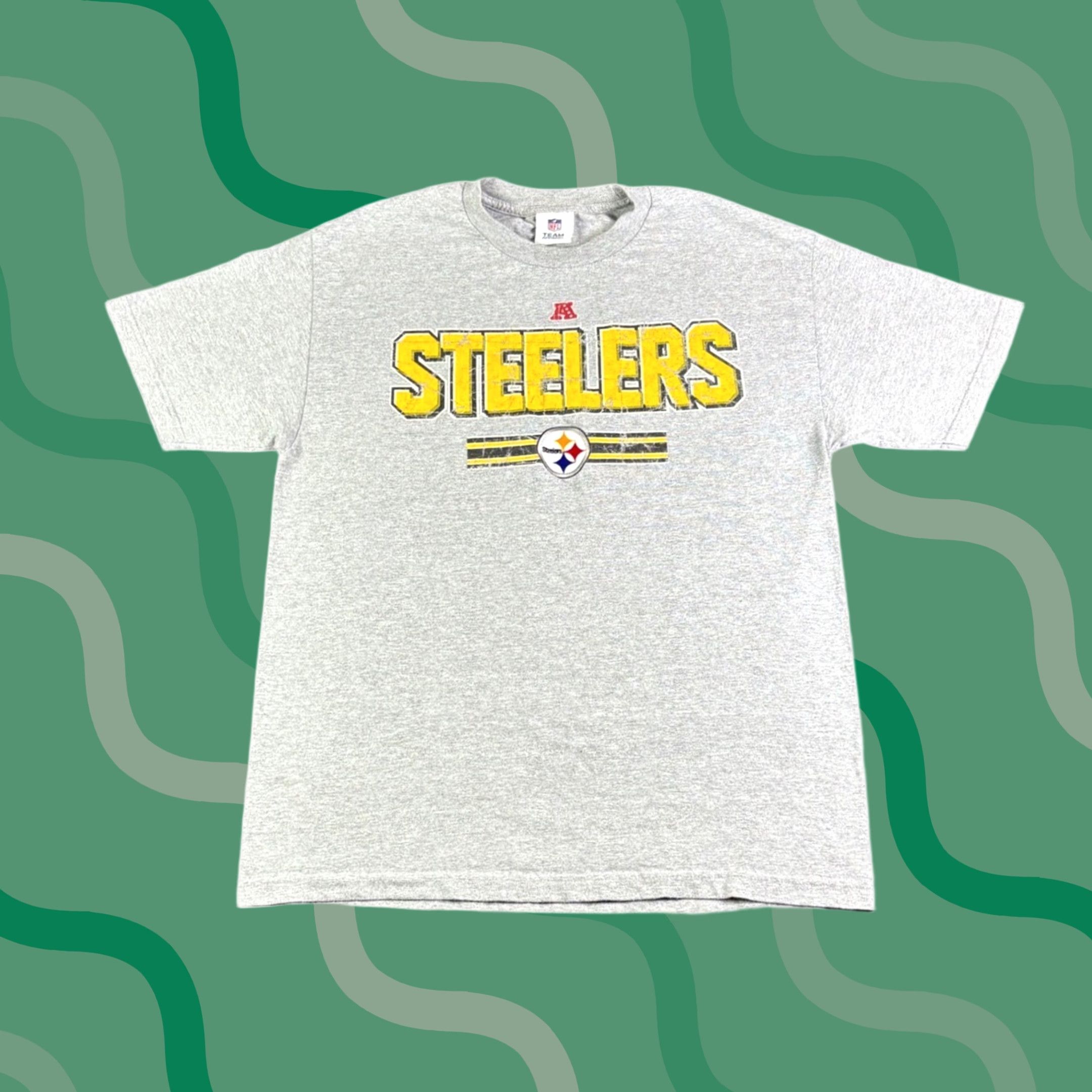 NFL NFL Team Apparel Pittsburgh Steelers T-Shirt Mens Large Gray Distressed Logo Size US L / EU 52-54 / 3 - 1 Thumbnail