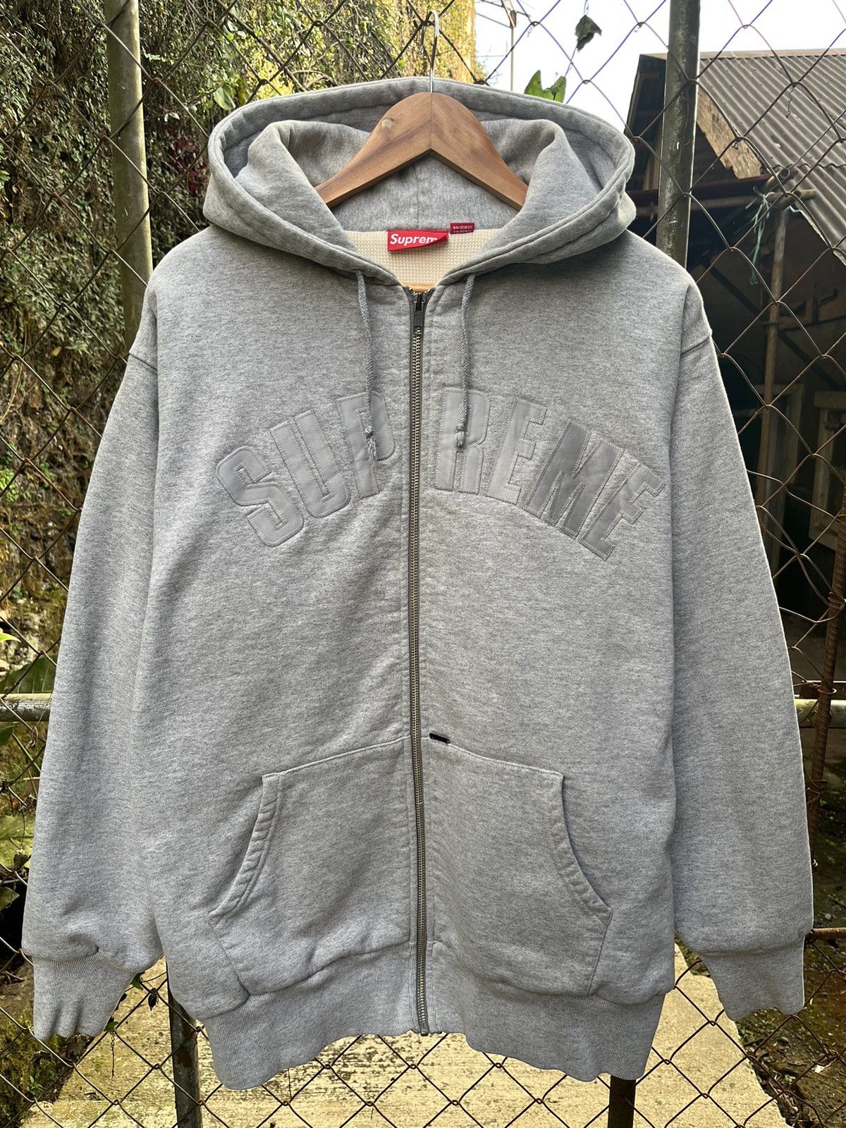 Supreme Arc Logo Thermal Zip Up Hoodie | Grailed