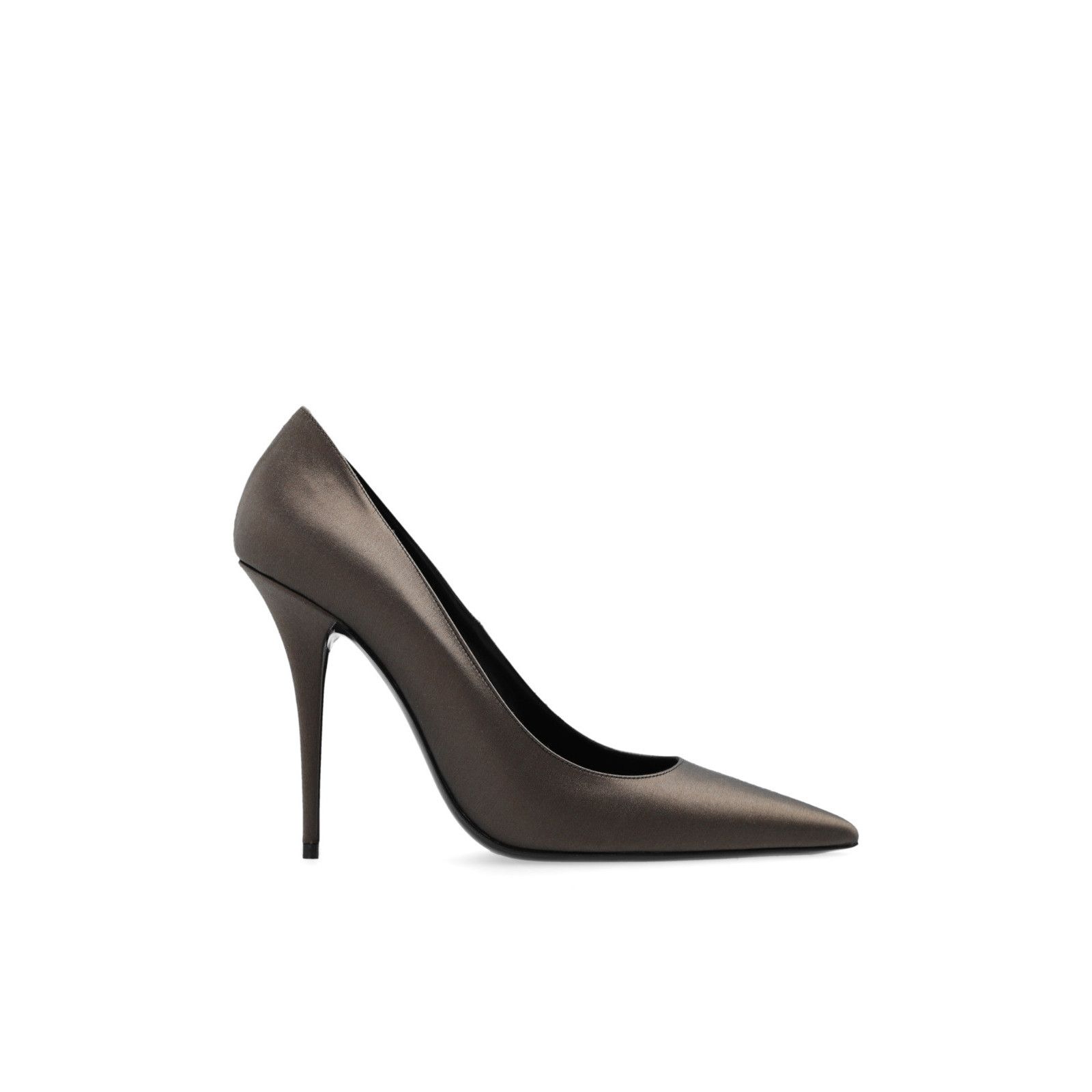 Saint Laurent Paris SAINT LAURENT Instinct Brown Satin 110mm Pumps New ...