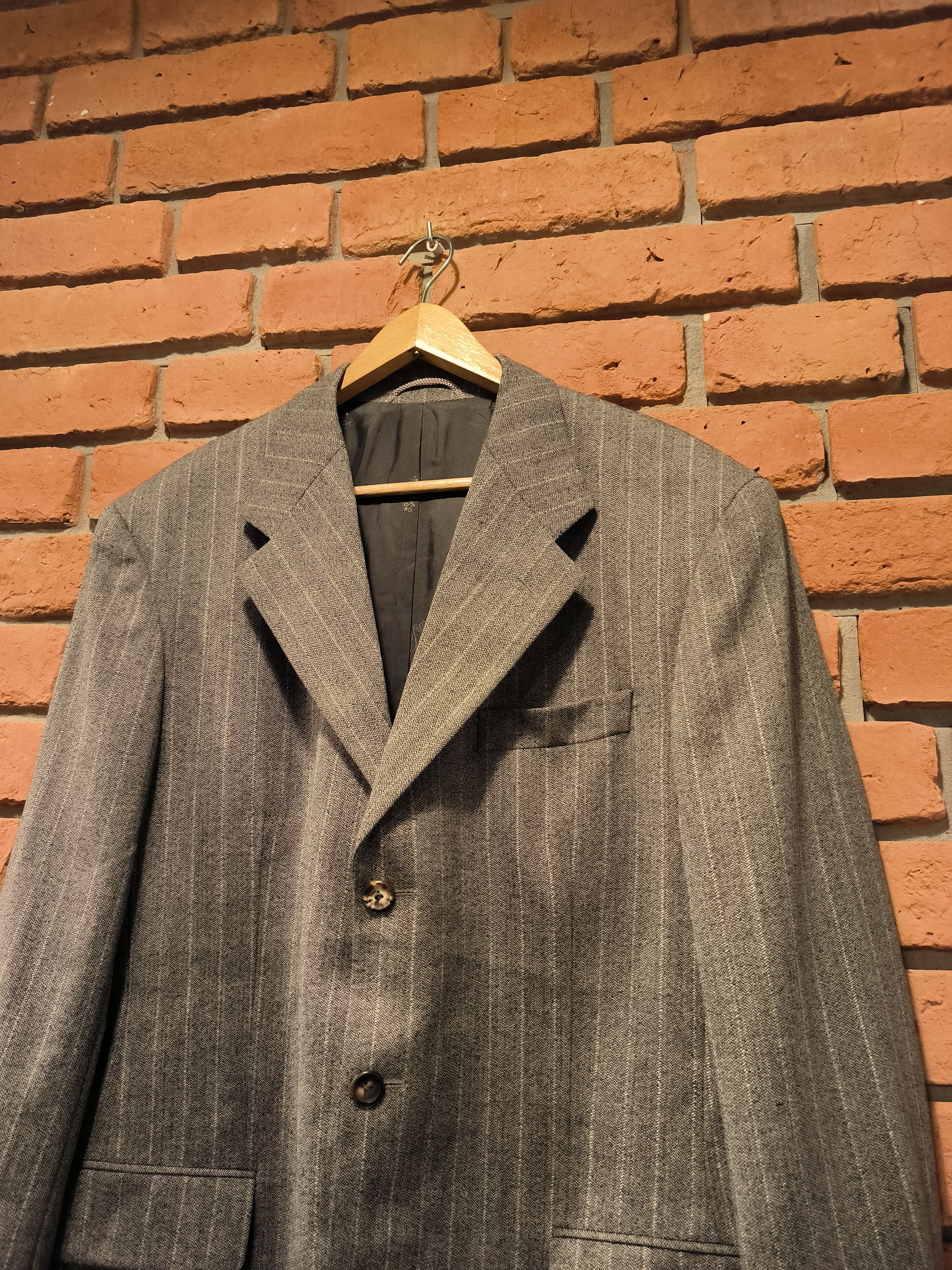 Designer Van Laack Suit Jacket Wool Monogram Multi Logo Striped Size 52S - 3 Thumbnail