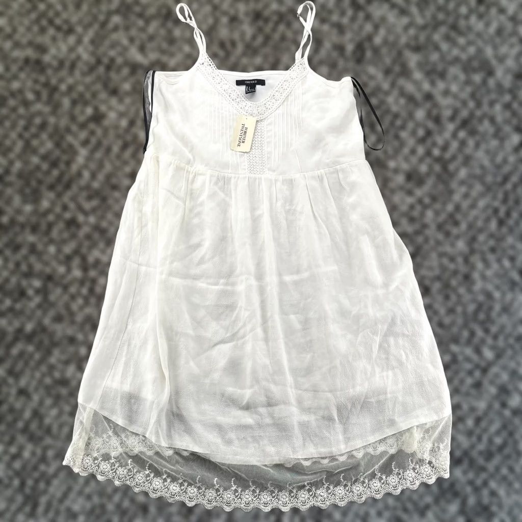 Forever 21 FOREVER 21 Ivory Slip Dress Lace Bust Mini Dress Womens Size S NEW