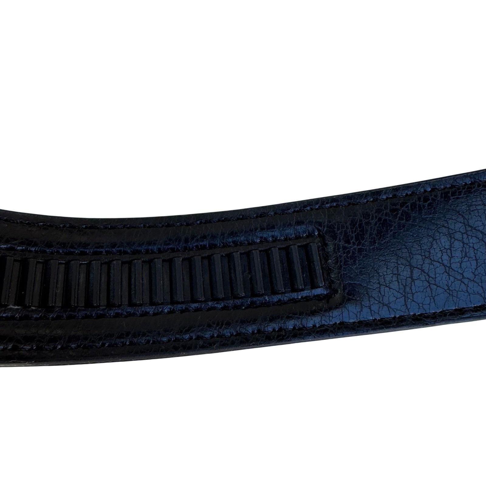 Other Flex Black Genuine Leather Belt Gold Button Lever Buckle Mad Size ONE SIZE - 10 Thumbnail