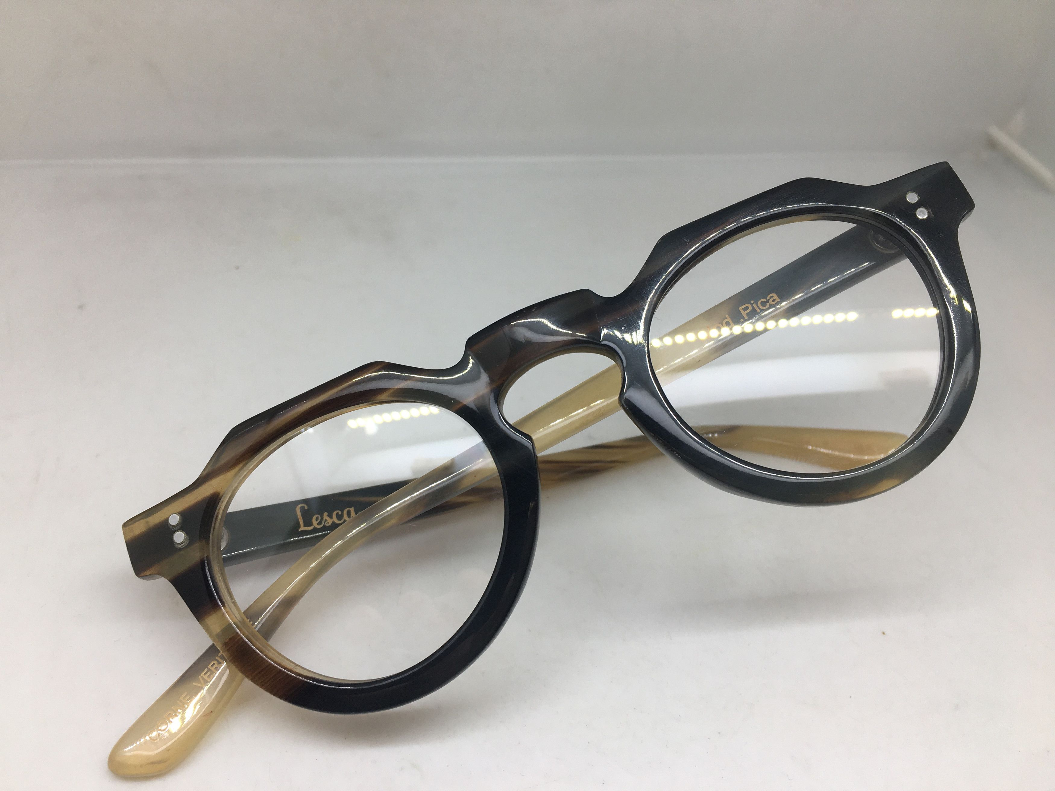Lesca Lunetier Lesca Lunetier Genuine Horn PICA Architect Eyeglasses Size ONE SIZE - 7 Thumbnail