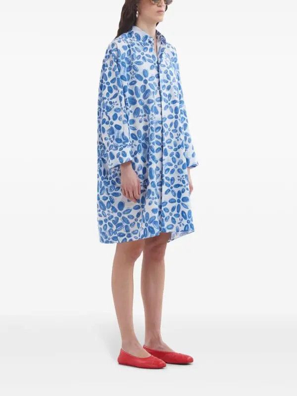 Marni o1w1db11125 Floral-Print Shirt Dress in Blue Size S / US 4 / IT 40 - 3 Thumbnail