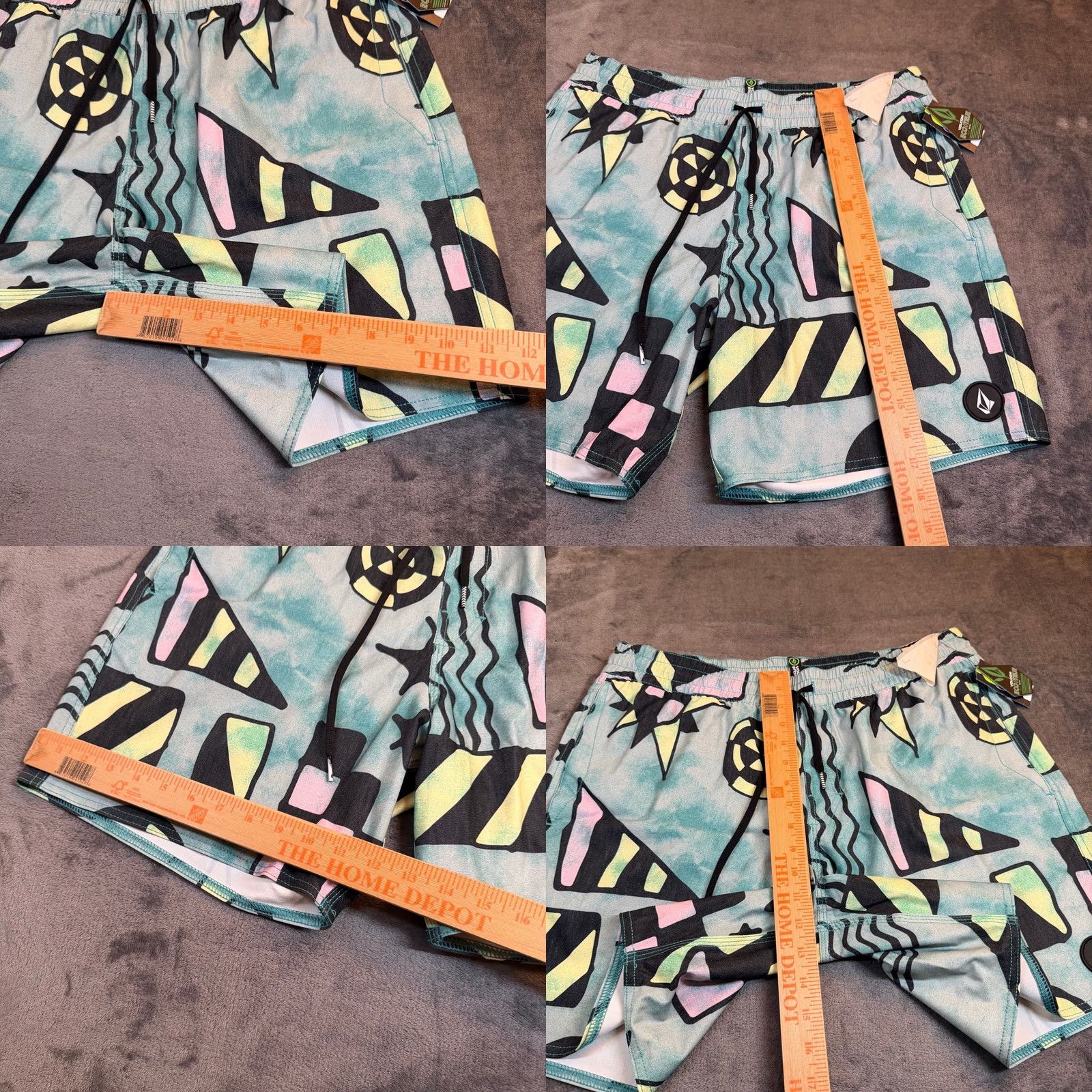 Volcom Volcom Stoney Board Shorts Mens Large Teal Geometric Hemp Blend Stretch NWT Size US 33 - 8 Thumbnail