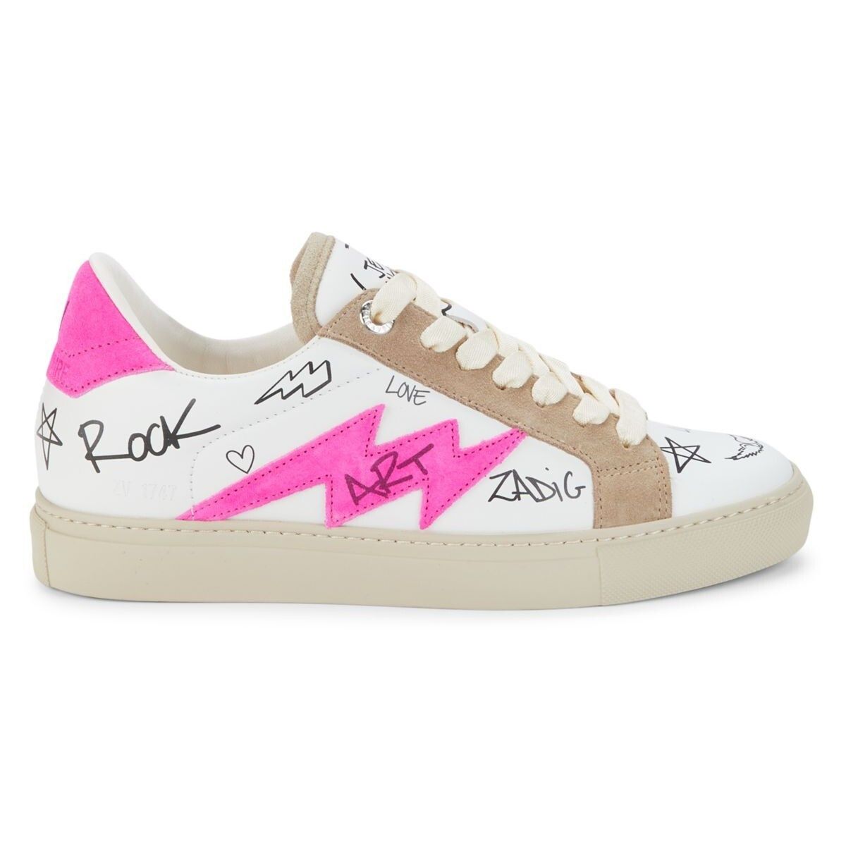 Zadig & Voltaire Charms Print Logo Leather & Suede Sneakers EU 40 / US 10 NEW Size US 10 / IT 40 - 2 Thumbnail