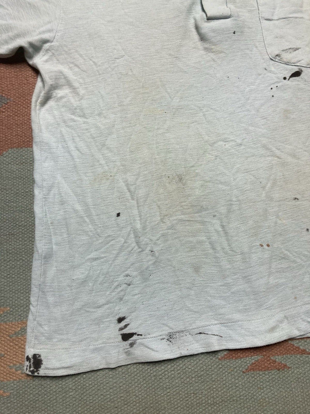 Vintage Vtg 70s 80s polo shirt paint stained light blue boxy medium Size US M / EU 48-50 / 2 - 2 Thumbnail