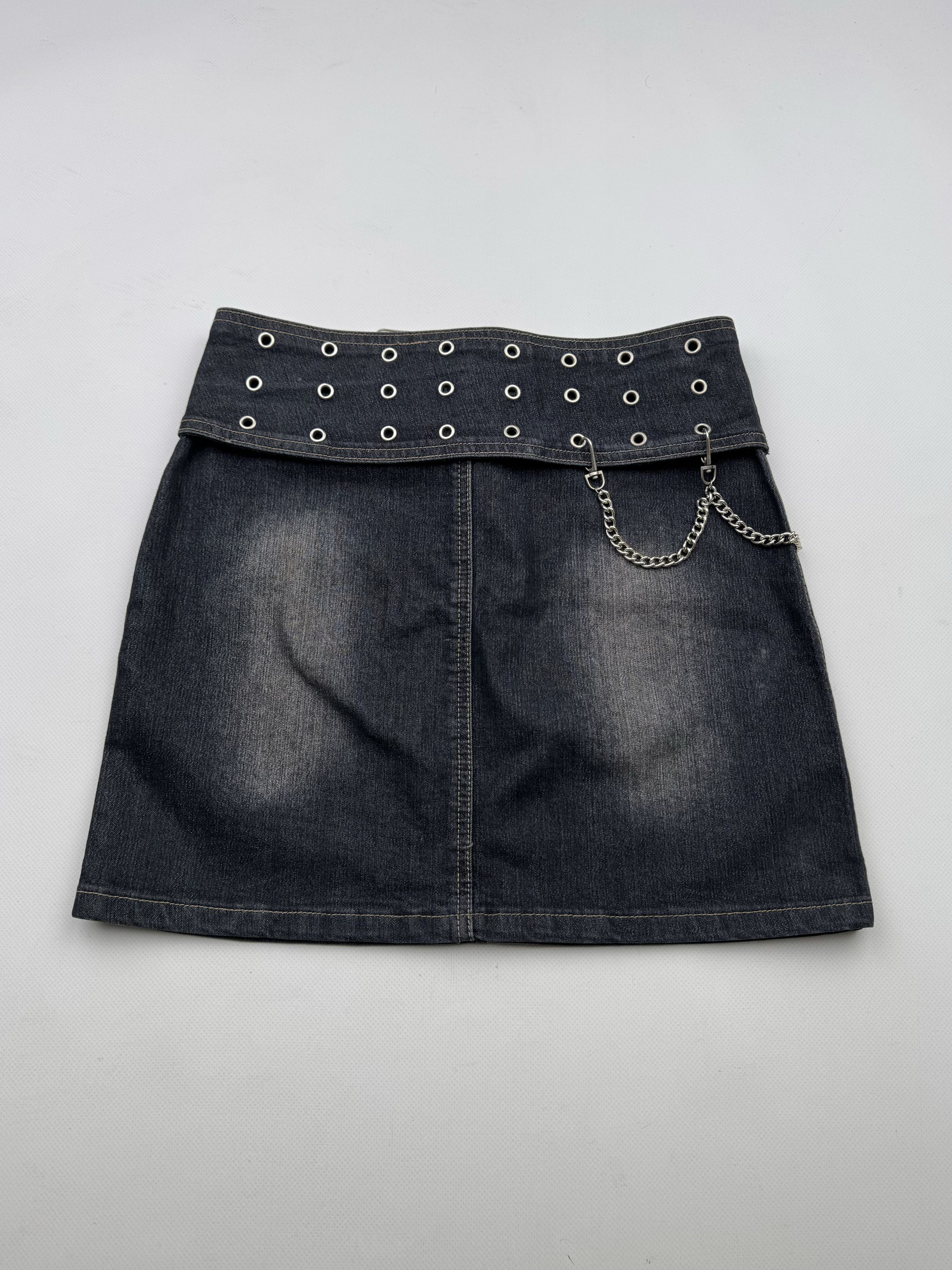 Vintage 90's Mini Skirt With Wide Belt B32(V499)E2 Size 26" / US 2 / IT 38 - 6 Thumbnail
