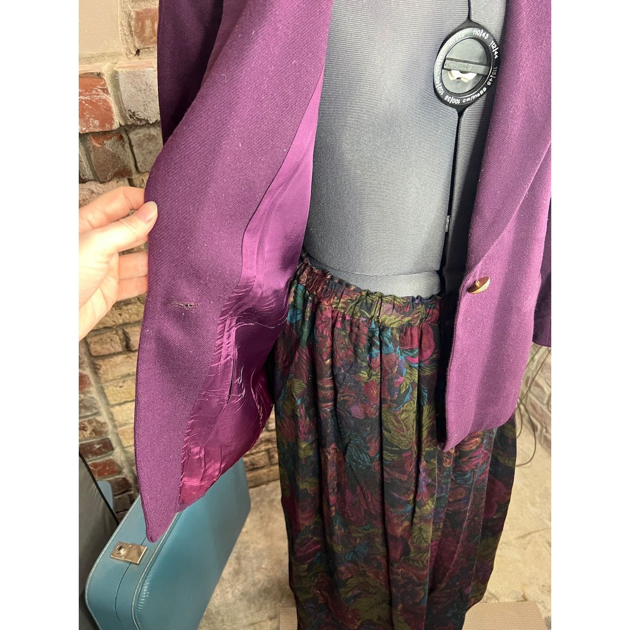 Vintage suit blazer swing skirt floral purple pink green Size XXL / US 16-18 / IT 52-54 - 12 Thumbnail