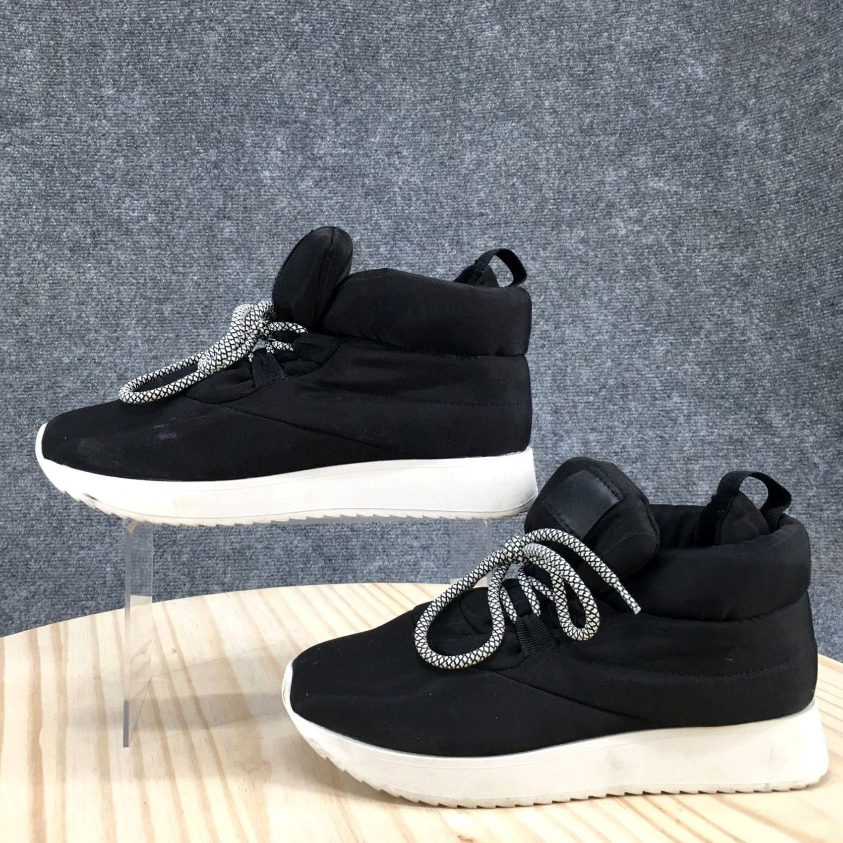 Vintage A New Day Babs Casual Mid Top Sneakers Womens 7 Black Fabric Lace Up Size M / US 6-8 / IT 42-44 - 2 Thumbnail