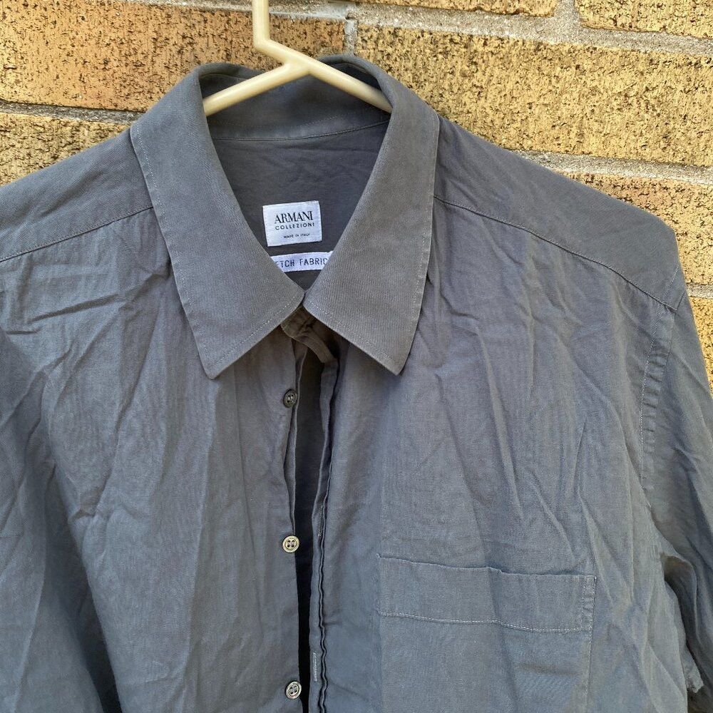 Armani Vintage Armani Button Up Dress Shirt Gray Size 17 Size US L / EU 52-54 / 3 - 1 Thumbnail