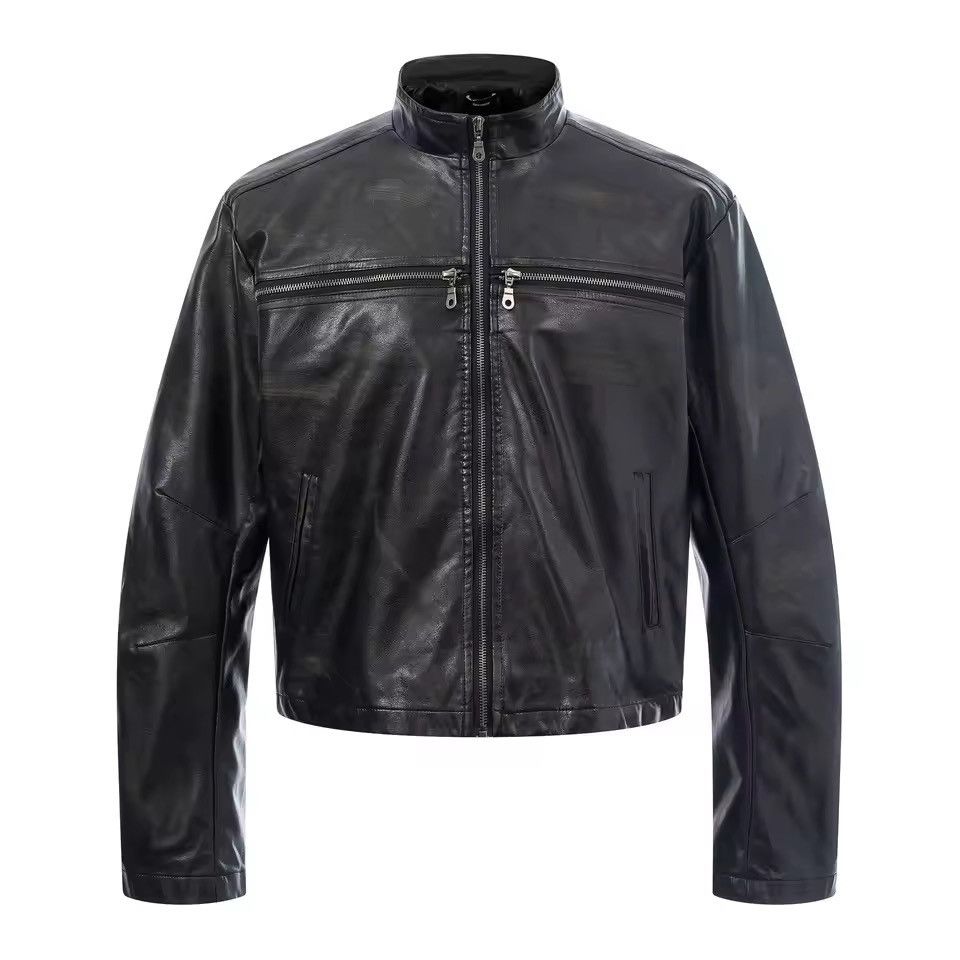 Leather Motorcycle PU Leather Zipper Cropped Jacket Size US L / EU 52-54 / 3 - 1 Thumbnail