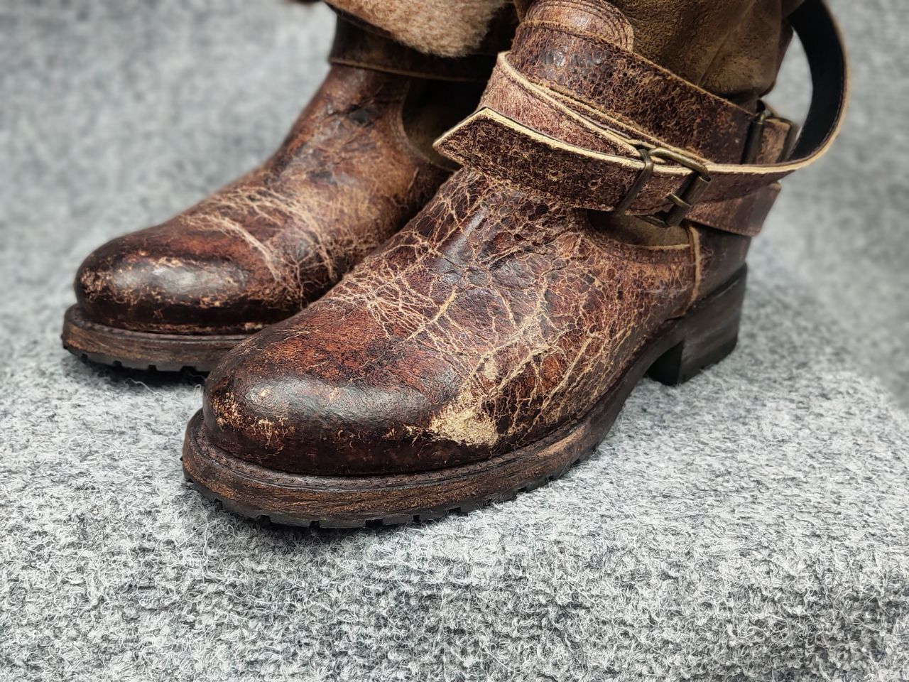 Sendra Sendra handmade design Ankle Brown Leather Womens fur boots Size US 7 / IT 37 - 17 Thumbnail