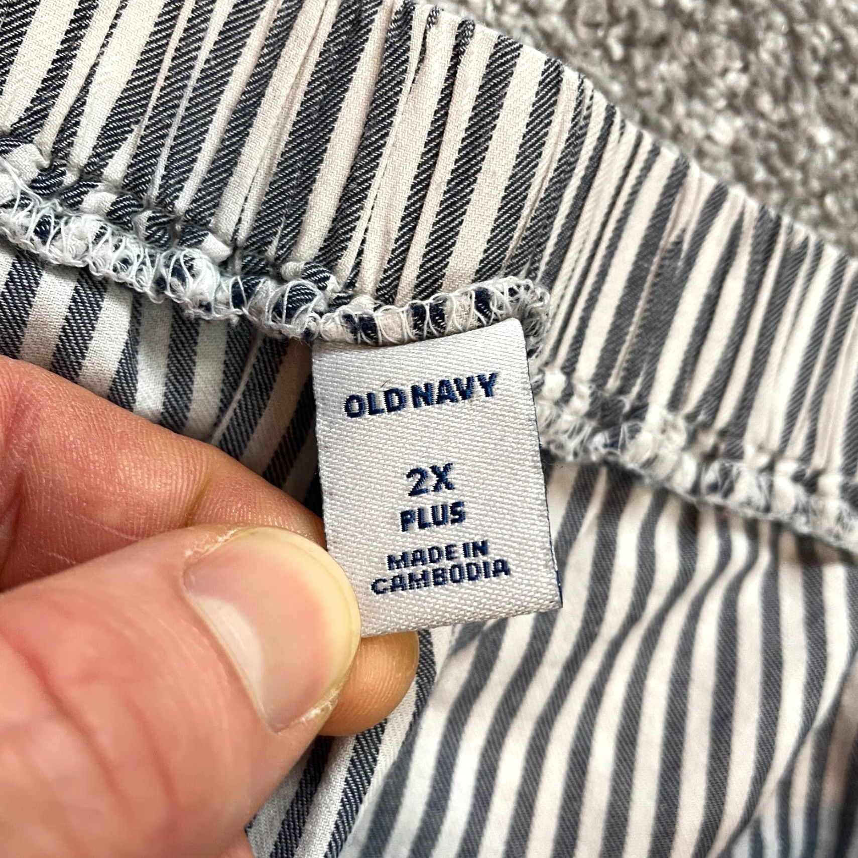 Old Navy VINTAGE Old Navy Peasant Top Blouse Shirt Womens 2X Plus Blue Striped Off the Shoulder Size XXL / US 16-18 / IT 52-54 - 6 Thumbnail