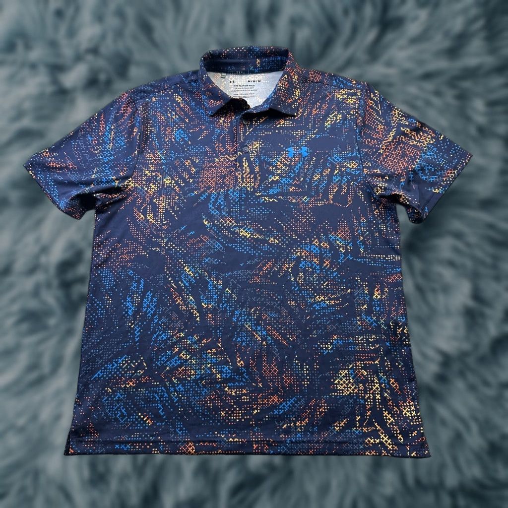 Under Armour Under Armour Polo Shirt Mens Medium Blue Golf All Over Print Playoff Printed Size US M / EU 48-50 / 2 - 1 Thumbnail