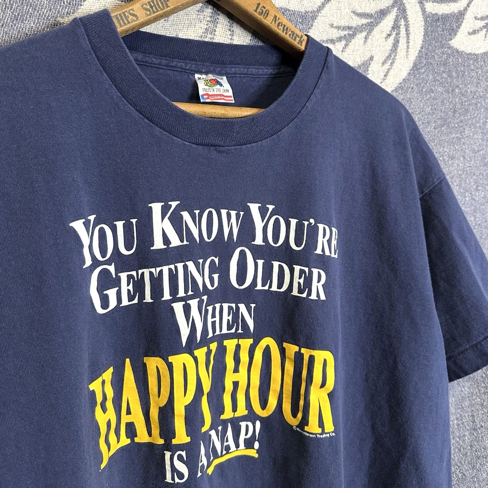 Fruit Of The Loom VINTAGE 90s Fruit of the Loom USA Cotton Graphic T Shirt XL Blue Mens Mens Short Sleeve Crew Neck 1990s 90s Theme Humor You Know You’re Getting Older Size US XL / EU 56 / 4 - 2 Thumbnail