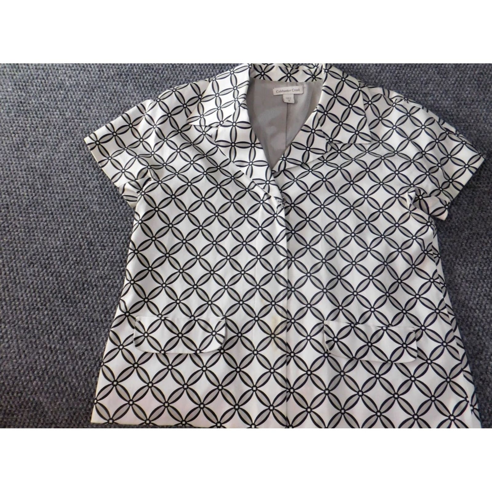Coldwater Creek Coldwater Creek Womens Blouse Top 10 Gray Designer Blouse Snap Crew Neck Short Sleeve Cotton Spandex Rayon Regular Size L / US 10 / IT 46 - 2 Thumbnail