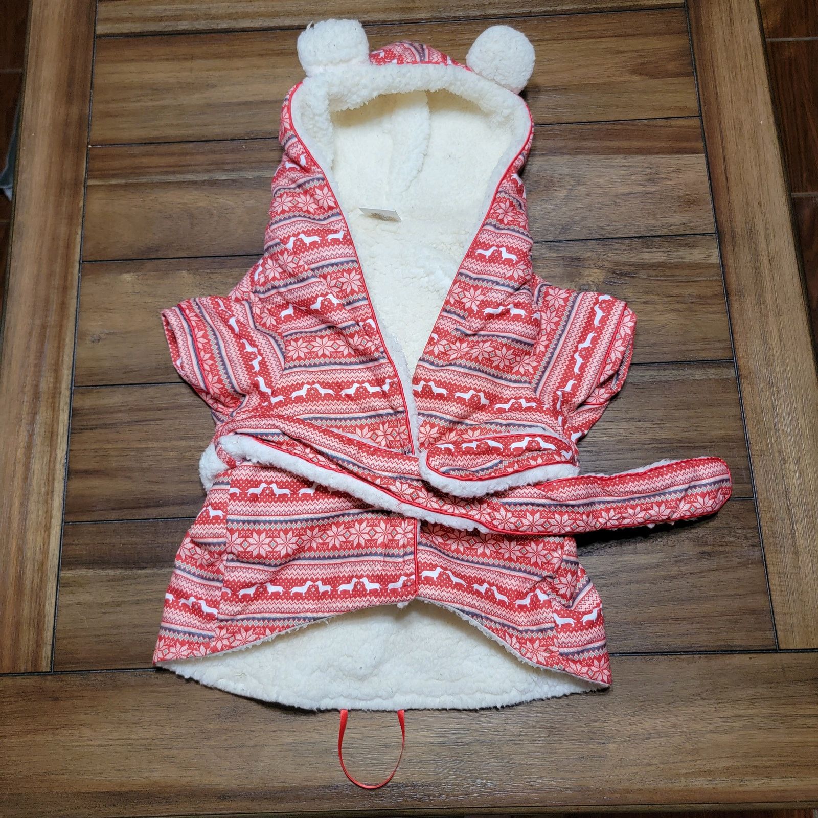 Other Merry & Bright Christmas Sherpa Dog Robe w/ Hood -Size Large Size ONE SIZE - 1 Thumbnail