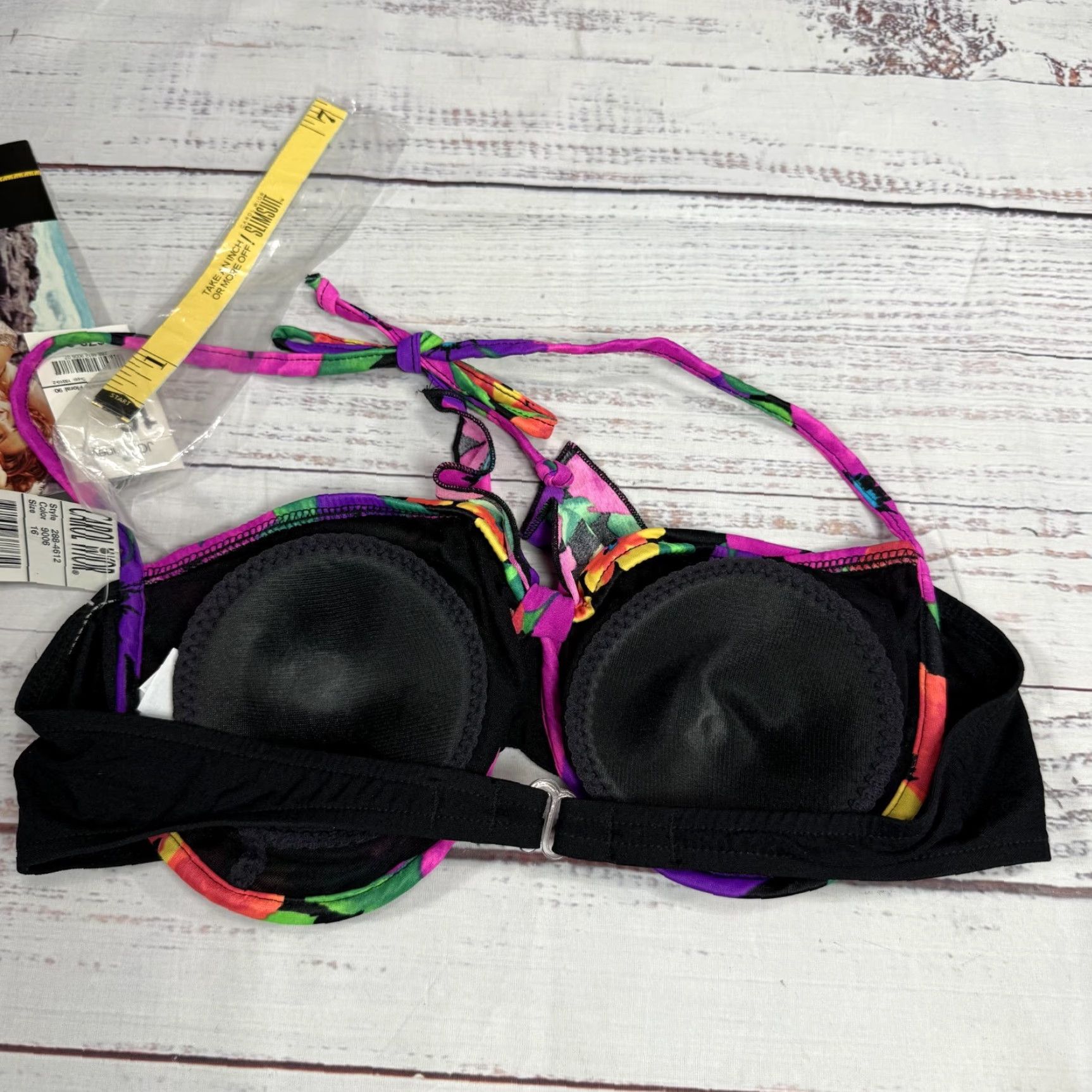Vintage VINTAGE Carol Wior Purple Floral Swimwear Bikini Halter Top Sz 16 NWT Size XXL / US 16-18 / IT 52-54 - 2 Thumbnail
