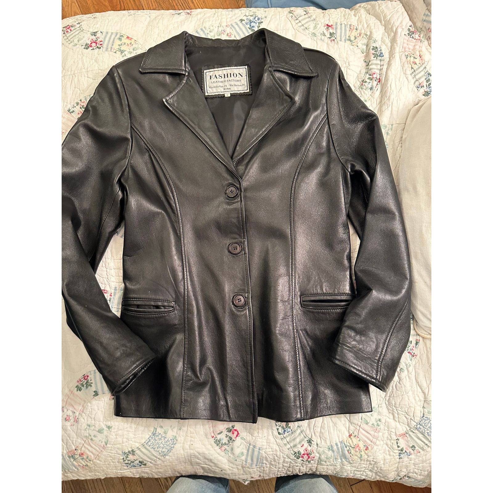 Vintage VINTAGE BLACK ITALIAN LEATHER BLAZER PEAJACKET PEACOAT M Size M / US 6-8 / IT 42-44 - 3 Thumbnail