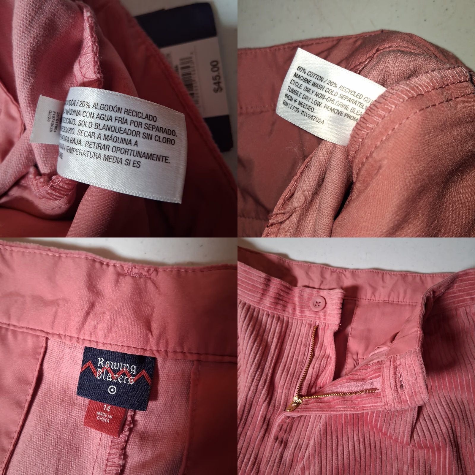 Rowing Blazers Rowing Blazers Corduroy Pants Women 14 Pink Rose Wide Wale NEW Size 36" / US 14 / IT 50 - 9 Thumbnail