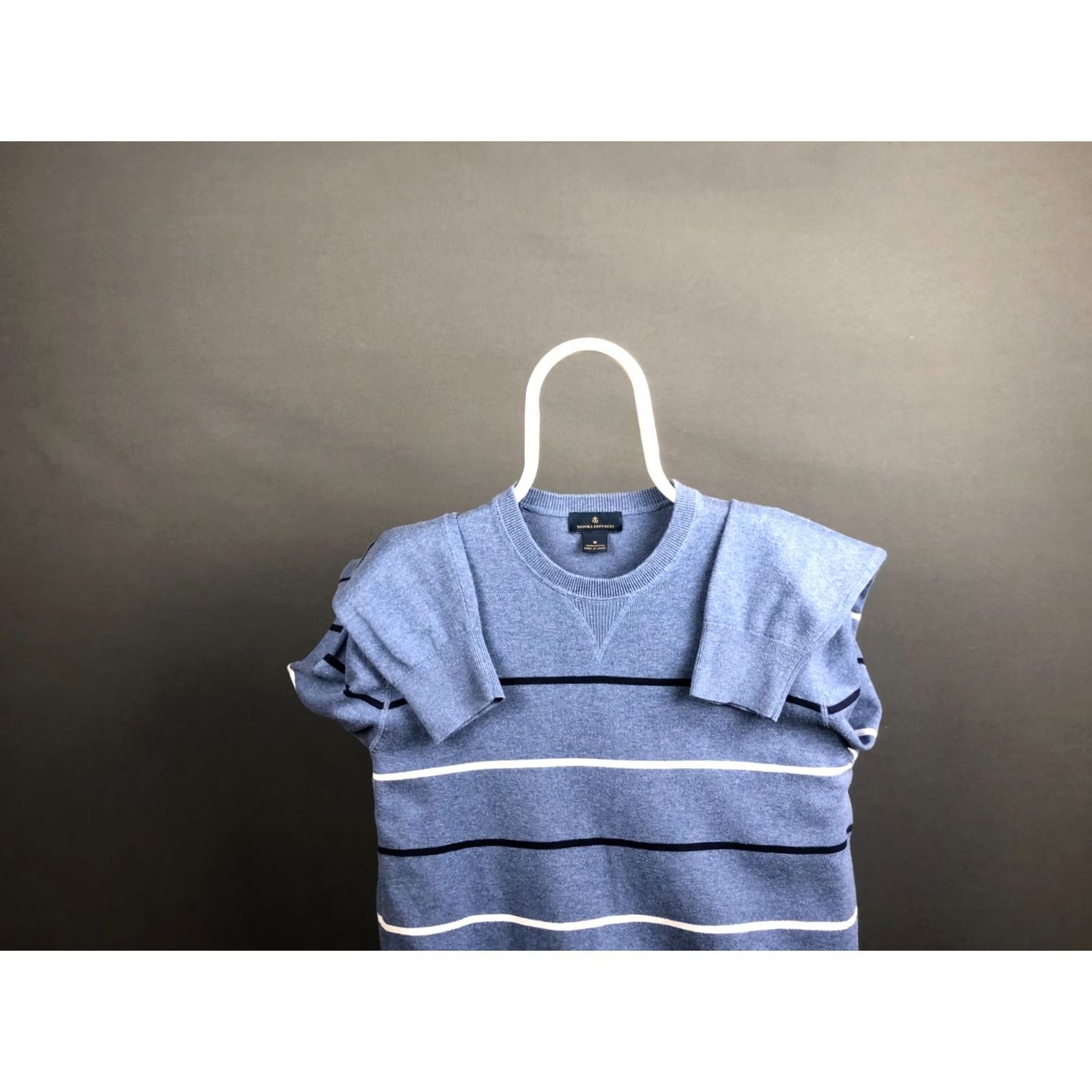 Brooks Brothers Brooks Brothers Sweater Mens Pullover Crew Neck Long Sleeve Striped Blue 100% Cotton M Knit Ribbed Hem Cuffs Tight-Knit Classic Pattern Size US M / EU 48-50 / 2 - 6 Thumbnail