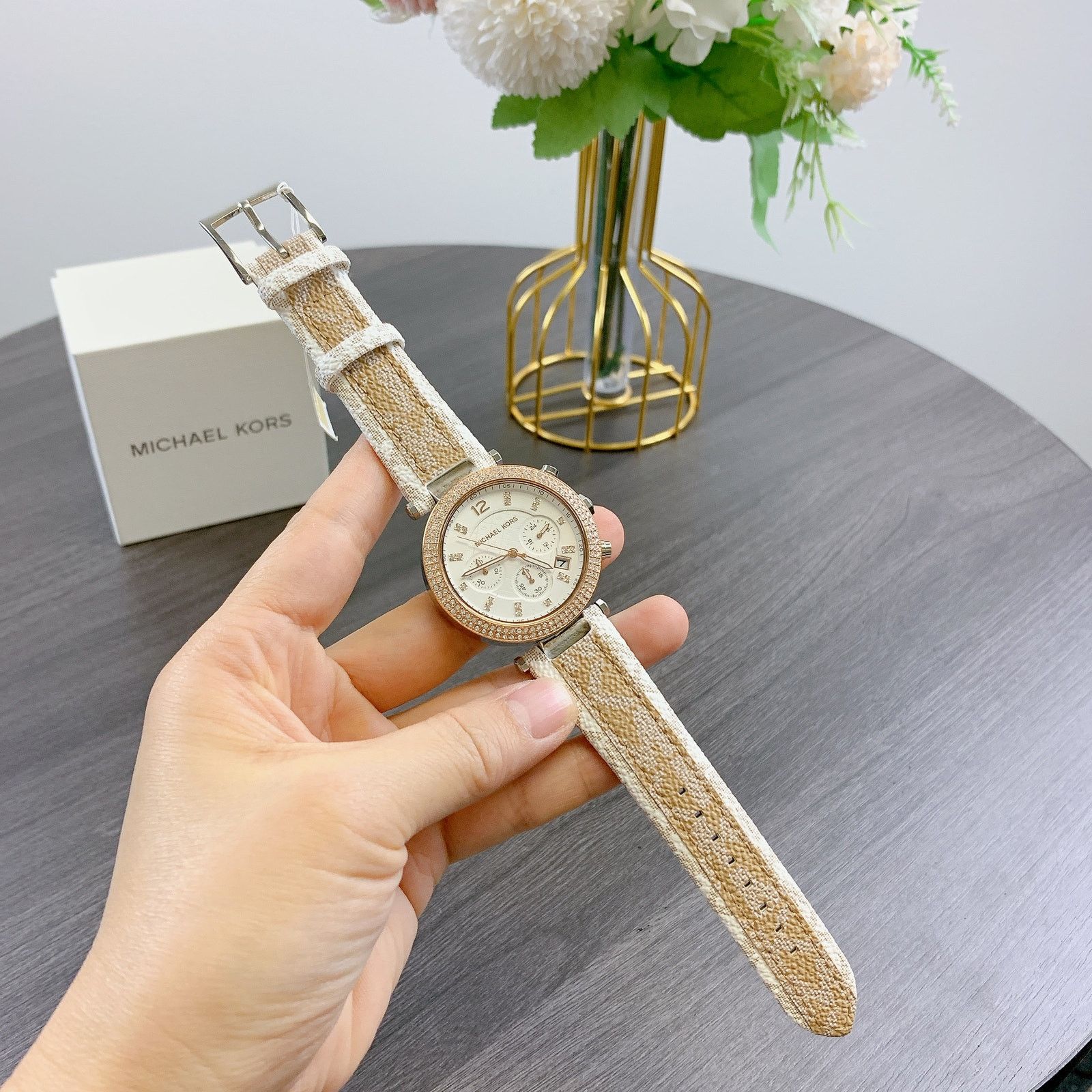 Michael Kors Michael Kors MK6950 Parker Chronograph Camel PVC Leather Size ONE SIZE - 6 Thumbnail