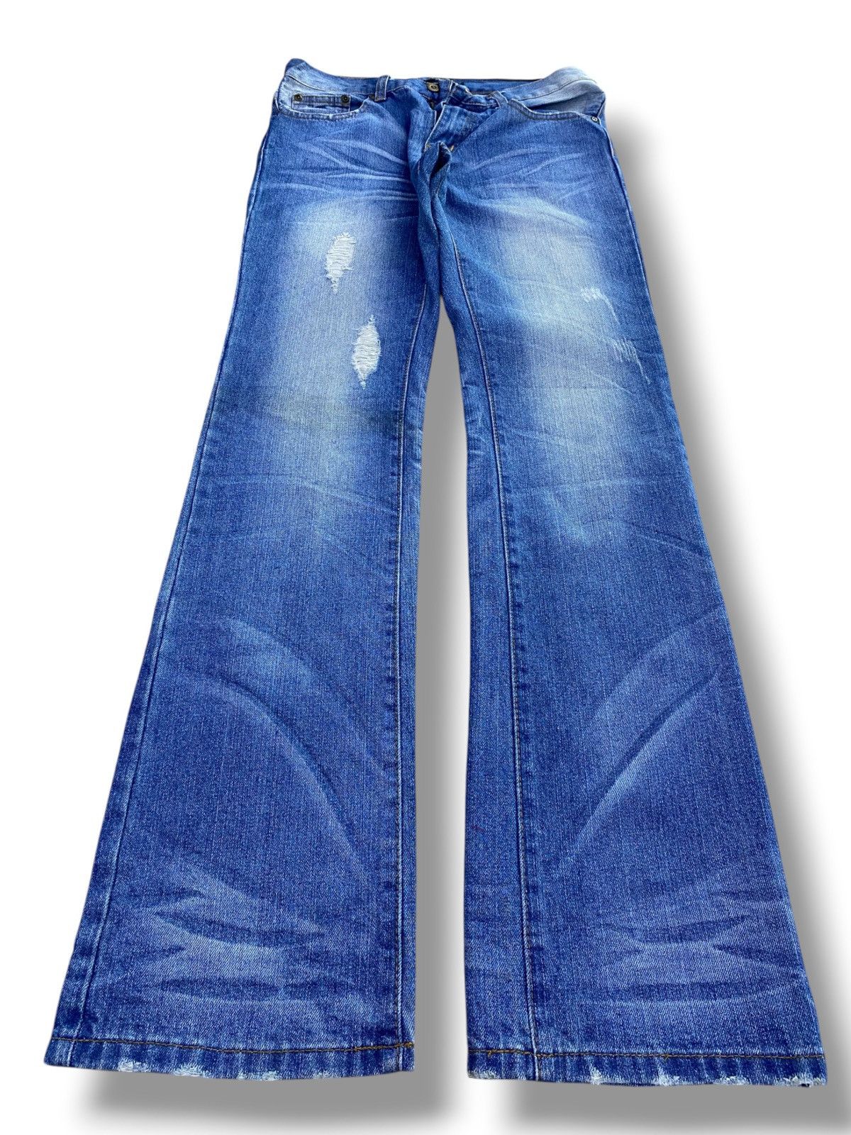 Japanese Brand Indecent Brand Faded Wash Whiskers Style Bootcut Jeans Size US 30 / EU 46 - 1 Thumbnail