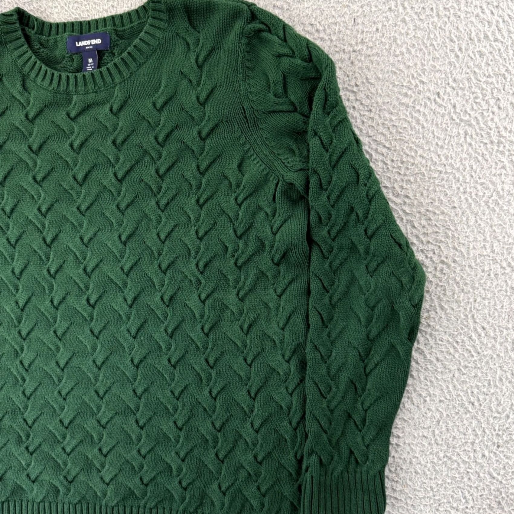 Lands' End Lands' End Drifter Sweater Women's M Green Long Sleeve Cable Knit Preppy Pullover Size M / US 6-8 / IT 42-44 - 5 Thumbnail