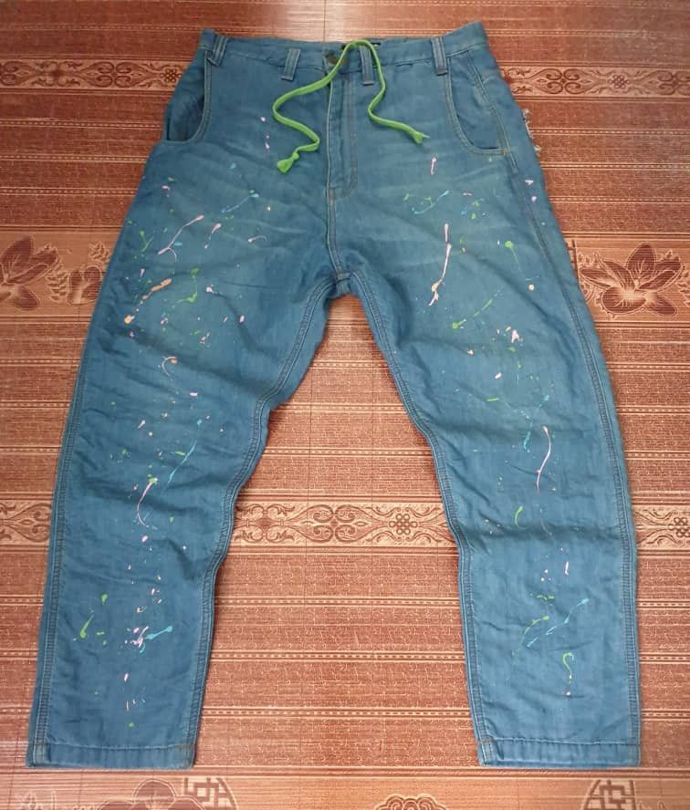 Issey Miyake 💥Frapbois splash paint art Issey miyake denim pant Size US 33 - 14 Thumbnail