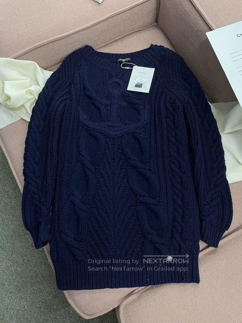 Chanel Chanel 18A Hamburger Series Dark Blue Anchor Pattern Knitt Size XXS / US 00 / IT 34 - 1 Thumbnail