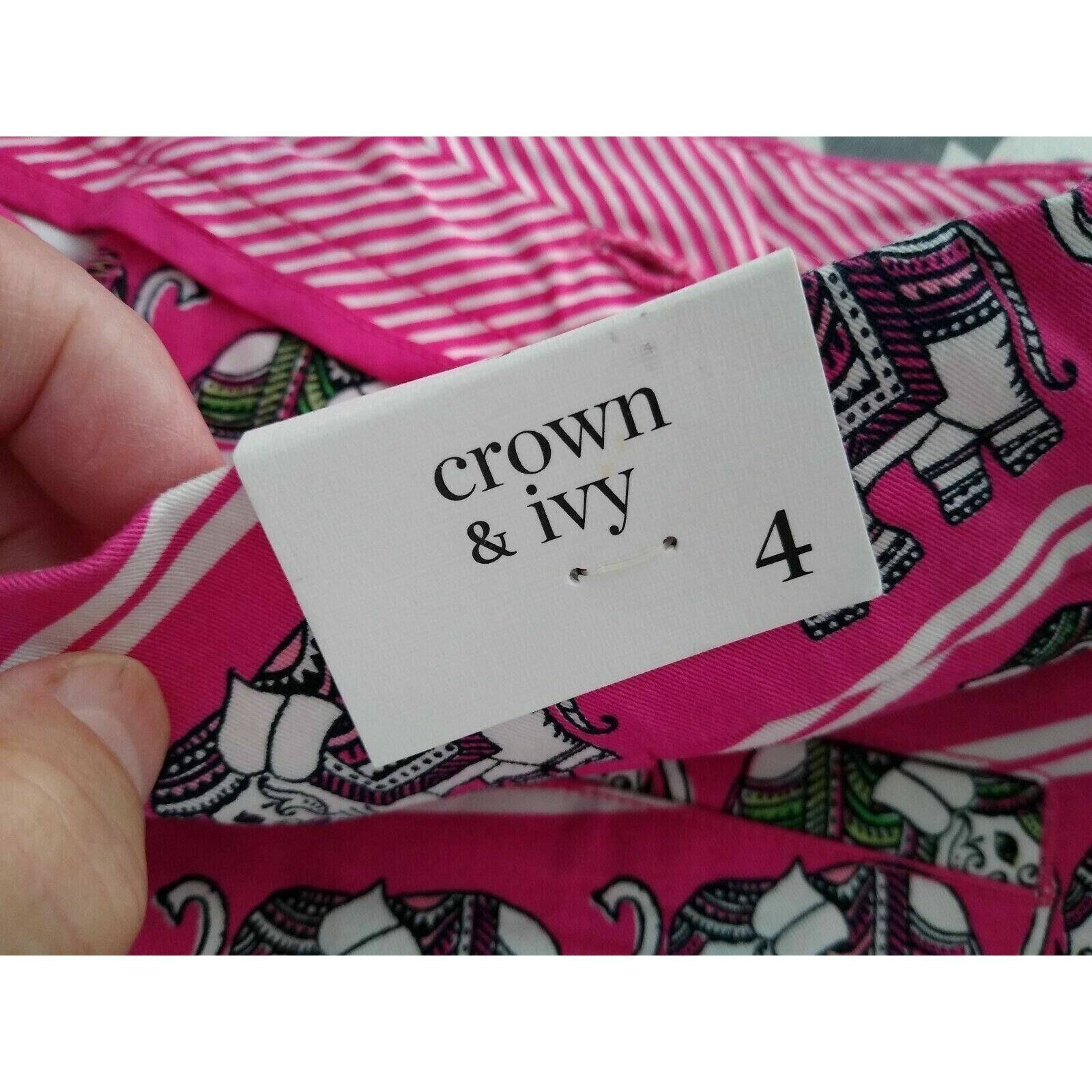 Crown Cap New Crown & Ivy Shorts 4 Women's Stretch Striped Elephants Size 27" / US 4 / IT 40 - 6 Thumbnail