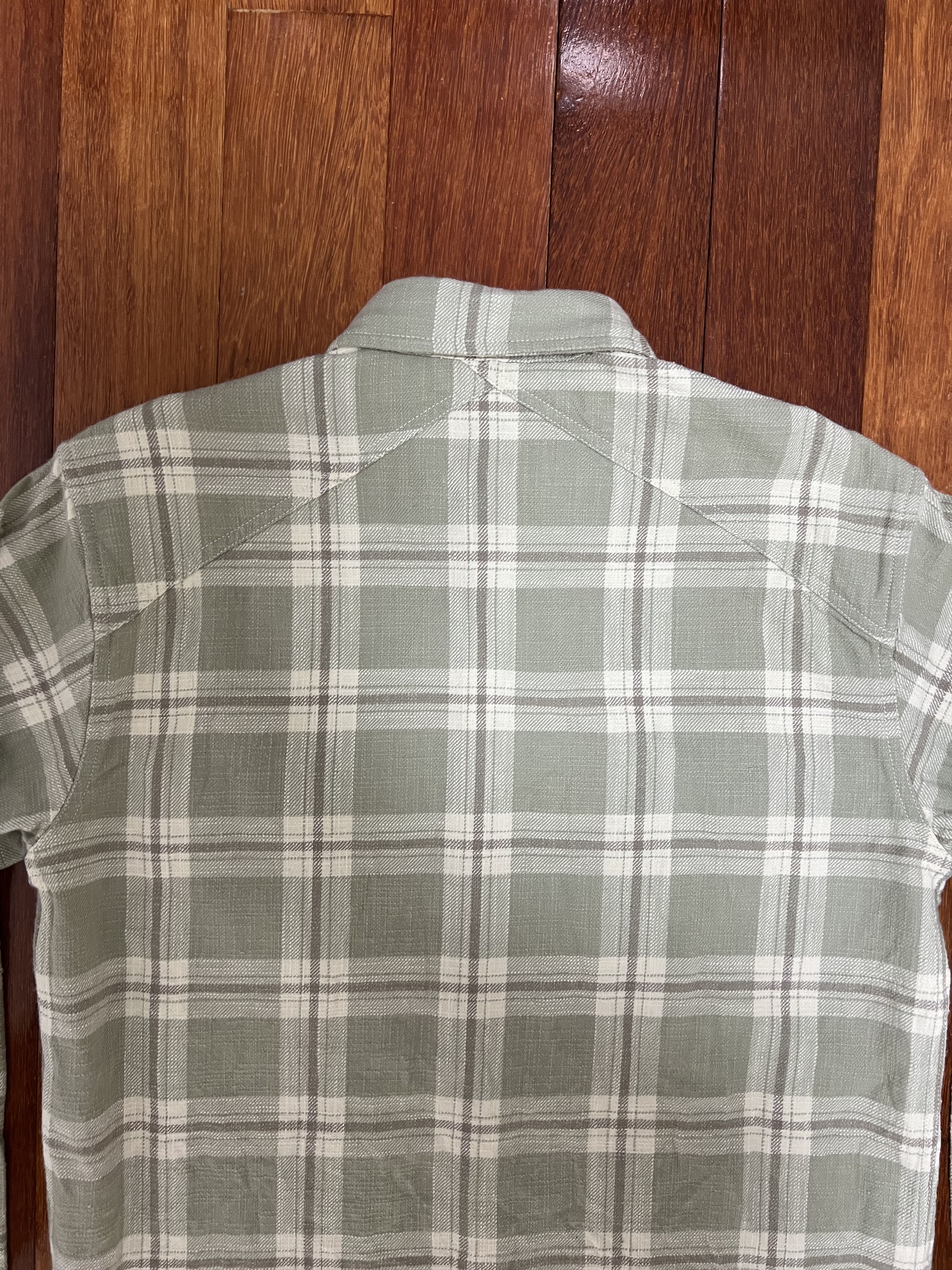 3sixteen 💚 3sixteen Crosscut Flannel Seafoam Green Slub Check NEW Size US M / EU 48-50 / 2 - 13 Thumbnail