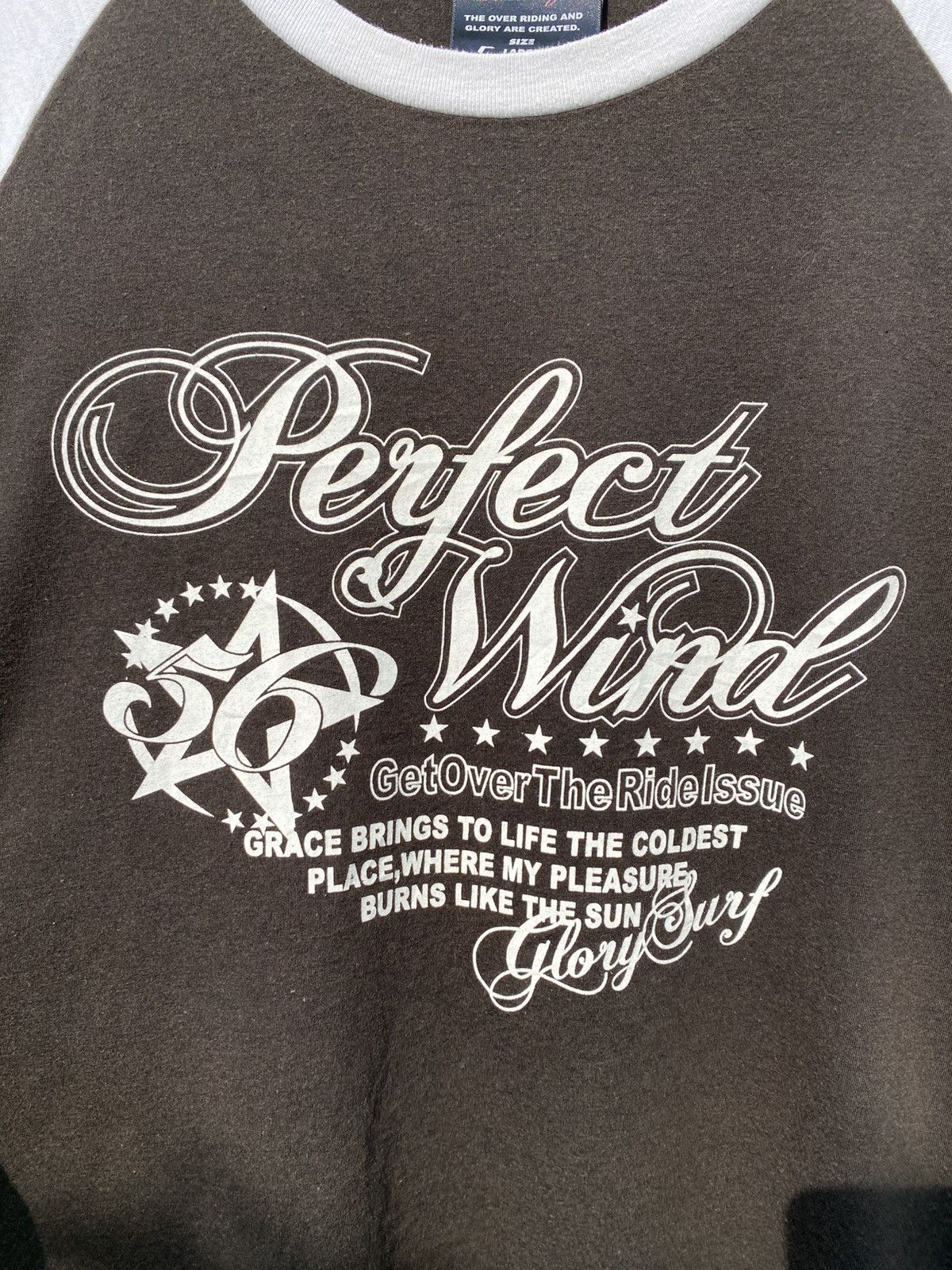 Japanese Brand Oblo Design Raglan Tshirt Vintage Style “Perfect Wind” Print Size US L / EU 52-54 / 3 - 7 Thumbnail