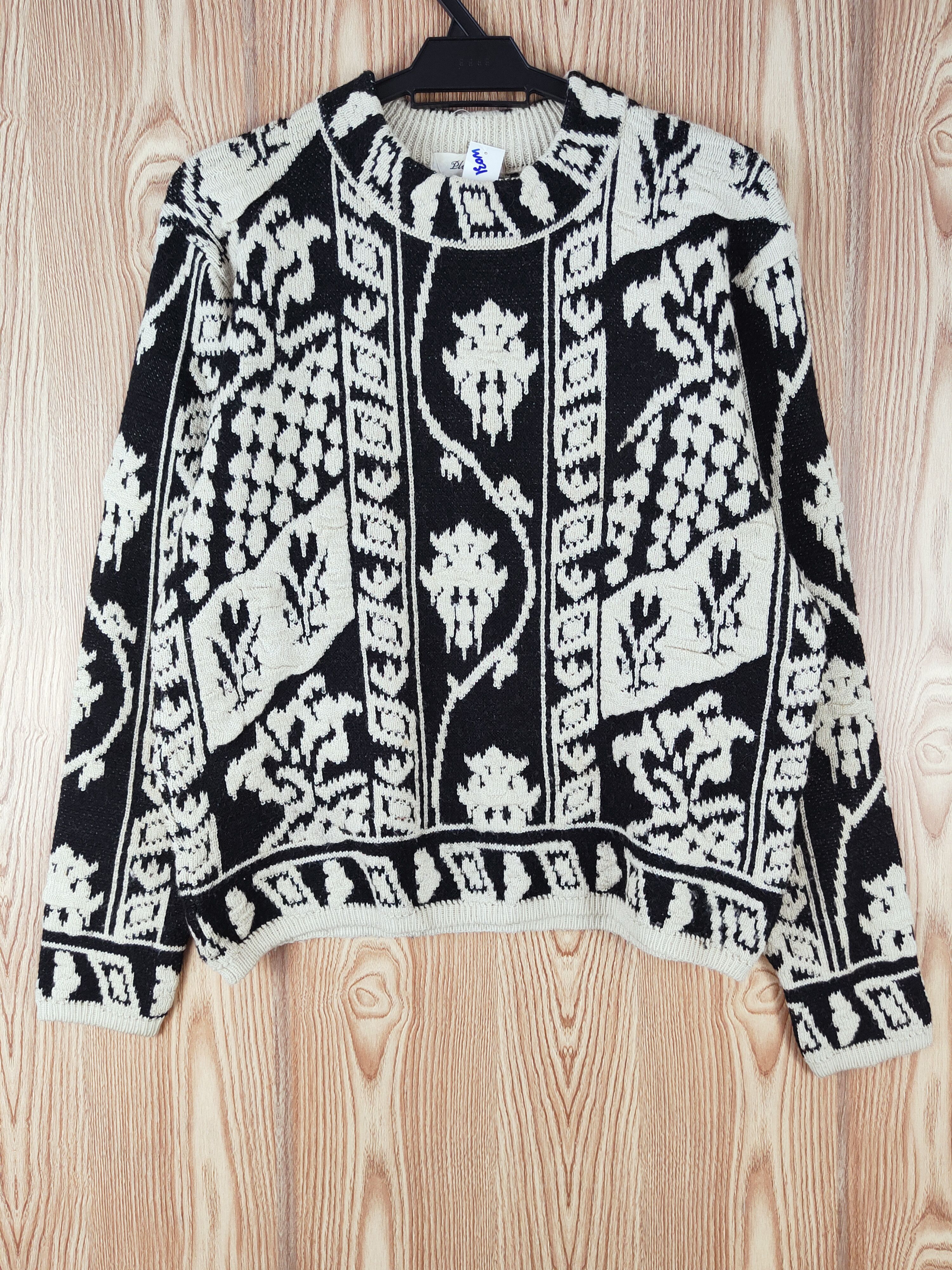 Japanese Brand × Vintage Pleuvoir Black Cream Knitwear Sweatshirts #W031 Size US S / EU 44-46 / 1 - 1 Thumbnail