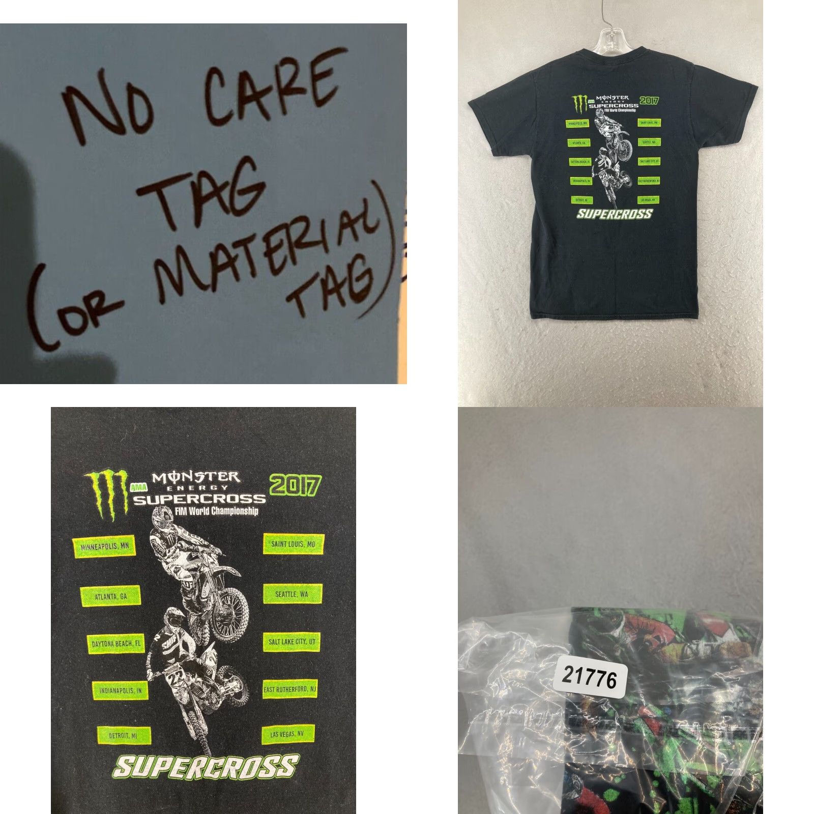 Vintage Monster Energy Graphic Print T-Shirt Medium Black Supercross Motocross 2017 Mens Size US M / EU 48-50 / 2 - 8 Thumbnail