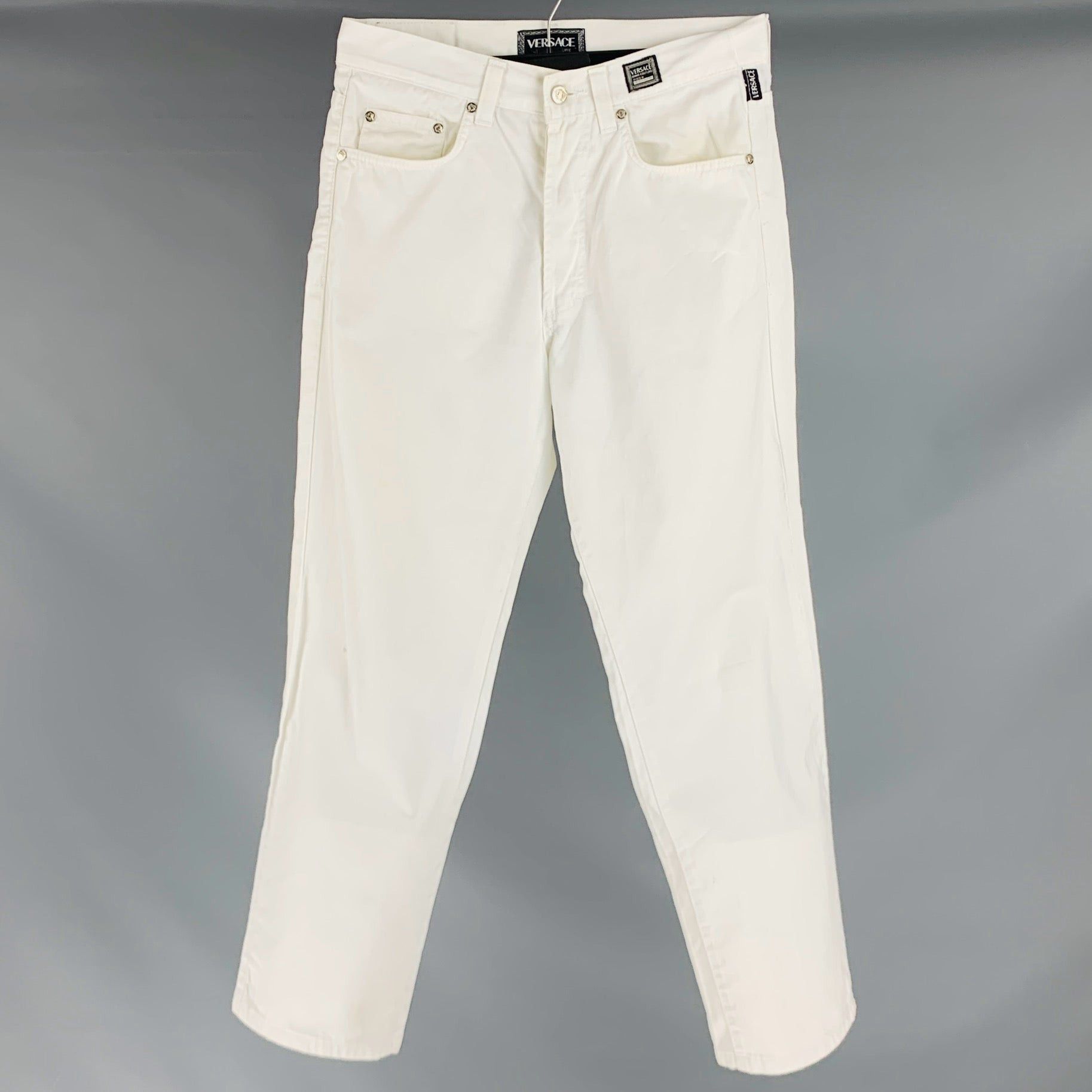 Image of Versace Jeans Couture White Denim 5 Pocket Jeans, Men's (Size 30)