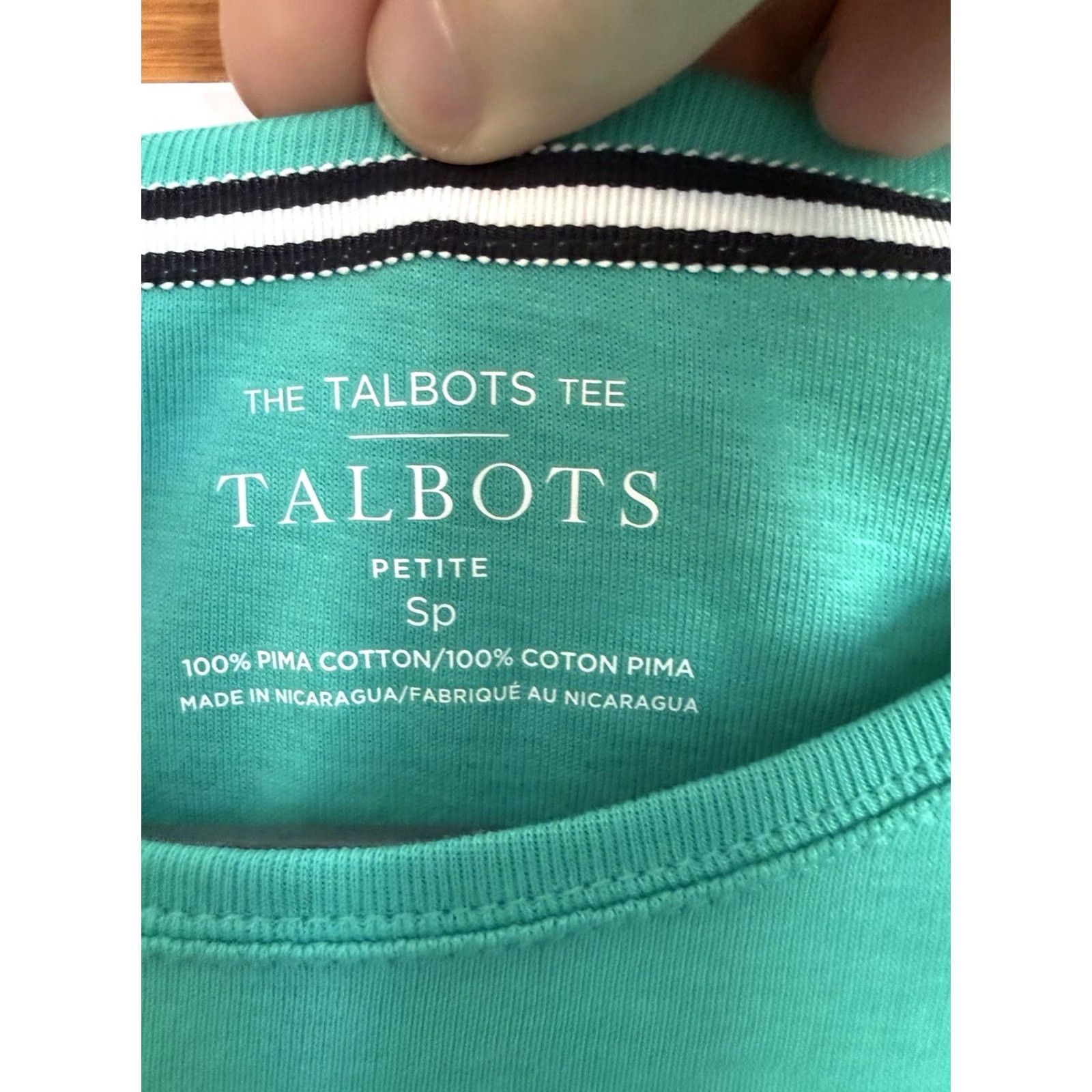 Talbots NWT Talbots Tee Sz S Small Petite Green Cotton Crew Neck Short Sleeve Basic Classic Shirt Womens Size 28" / US 6 / IT 42 - 3 Thumbnail