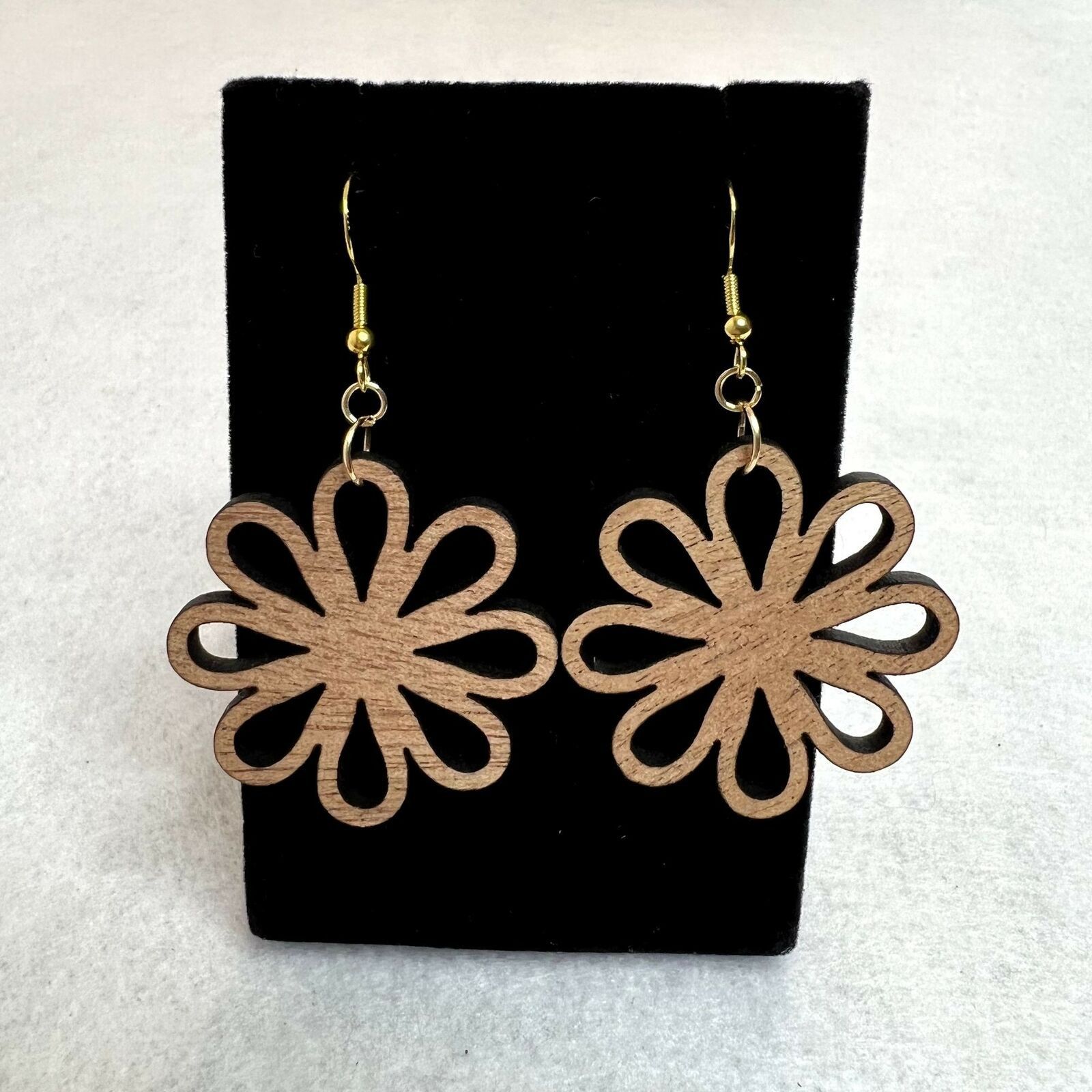 Handmade Wooden Flower Cutout Dangle Earrings Size ONE SIZE - 2 Thumbnail