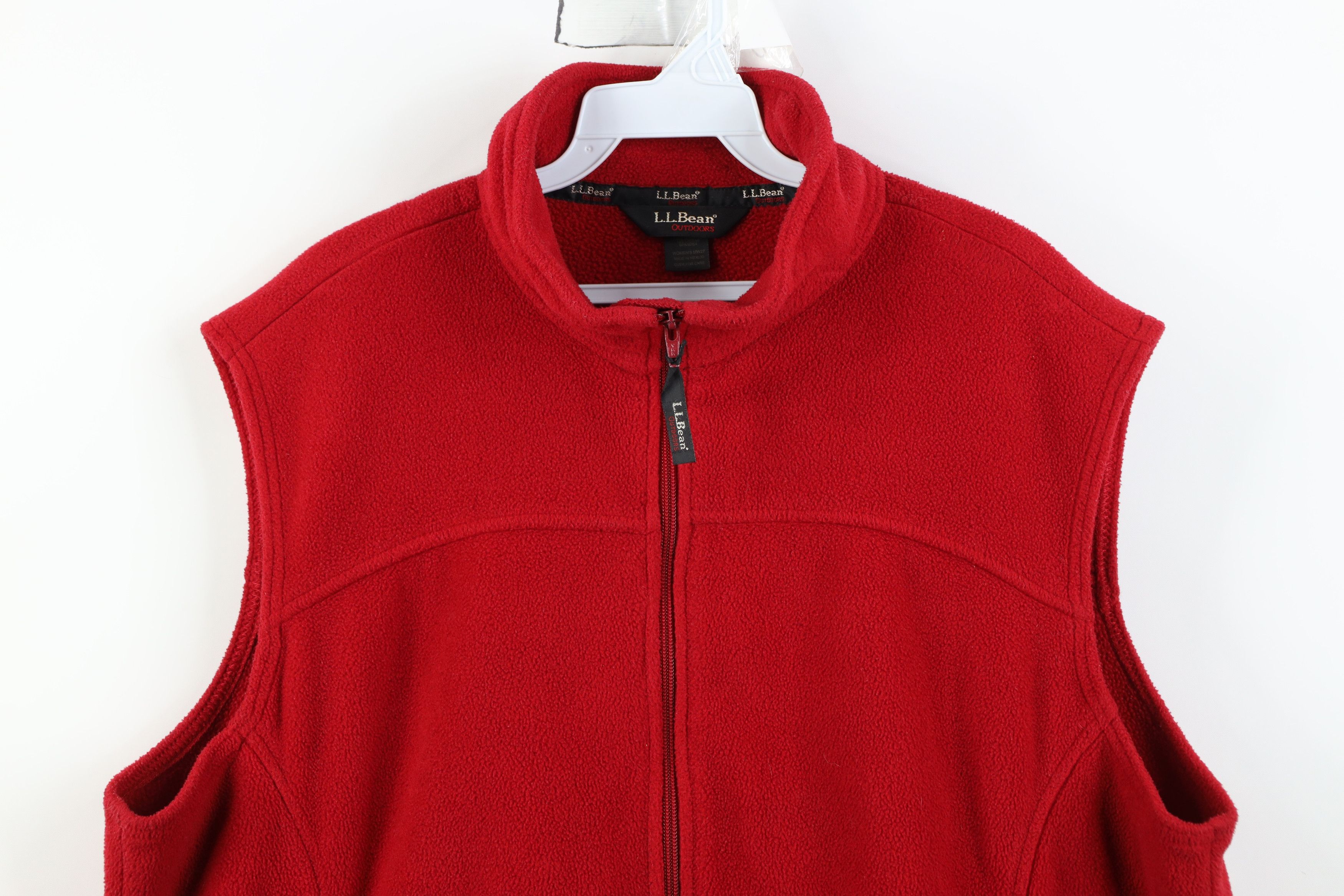 L.L. Bean Vintage 90s Y2K LL Bean Full Zip Fleece Vest Jacket Red Size XL / US 12-14 / IT 48-50 - 2 Thumbnail