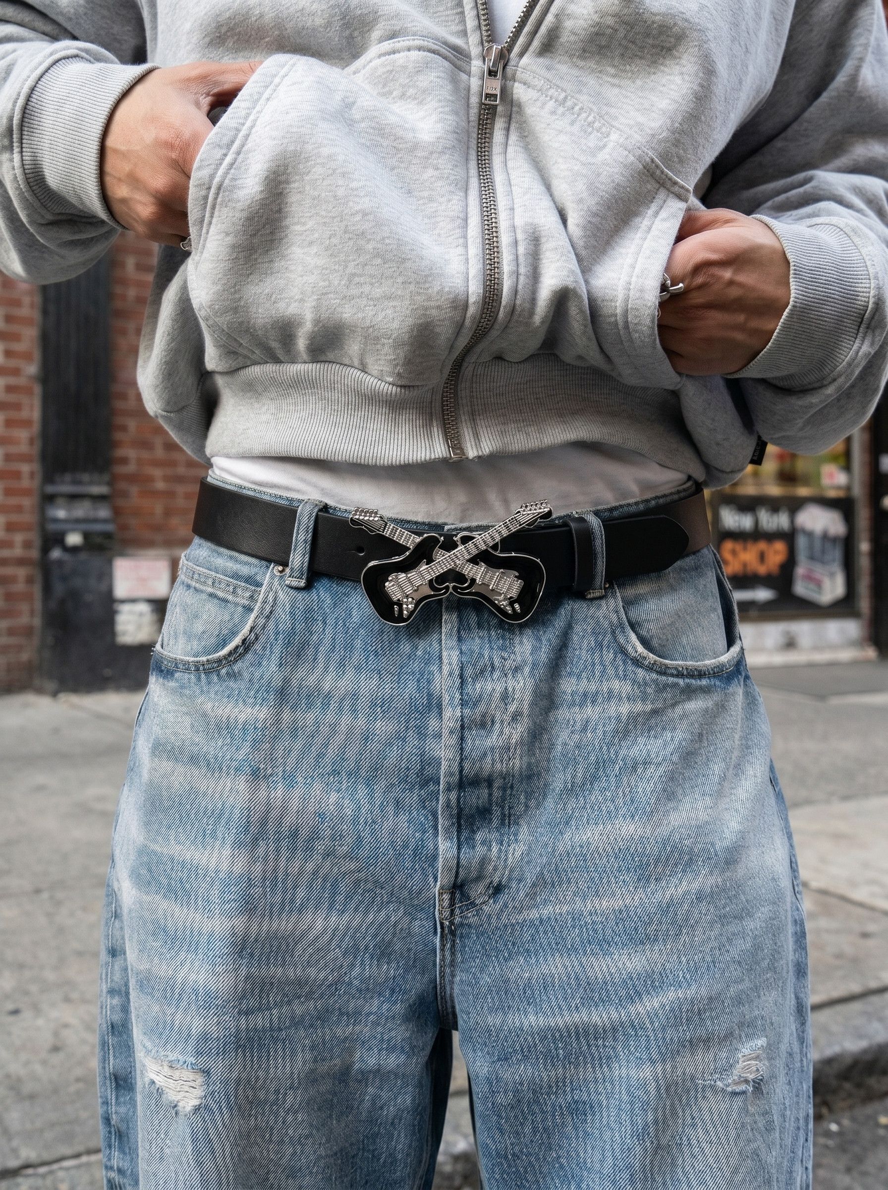 Other Y2K Black Guitar Buckle Belt Size ONE SIZE - 1 Thumbnail