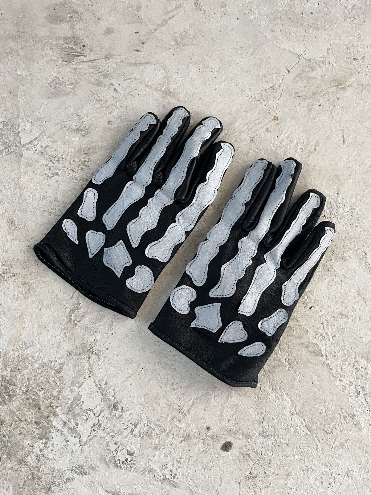 Vintage Leather Skull Skeleton Glove Size ONE SIZE - 2 Thumbnail