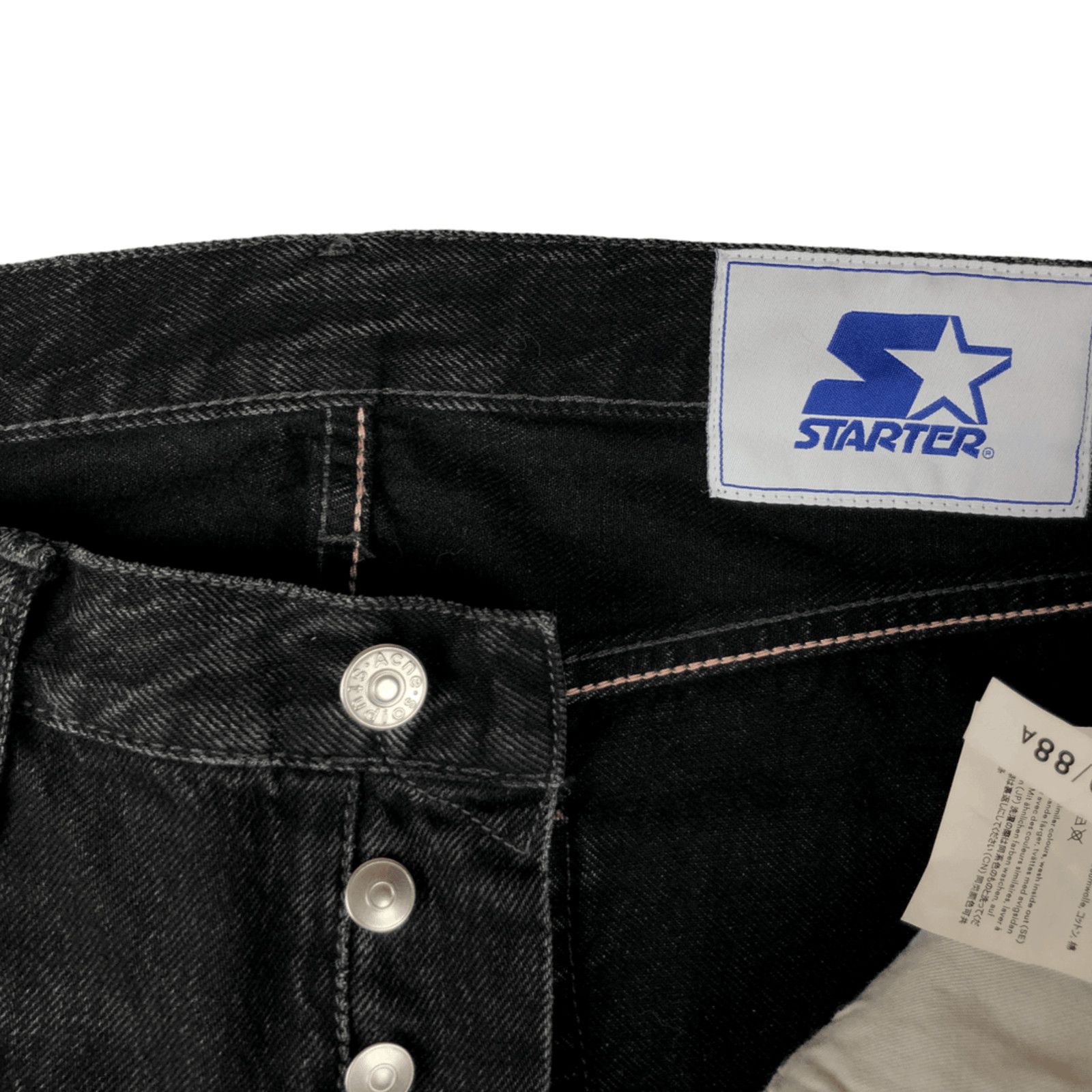 Acne Studios Acne Studios x Starter 1996 Logo Used Black Metal Jeans Size US 32 / EU 48 - 13 Thumbnail