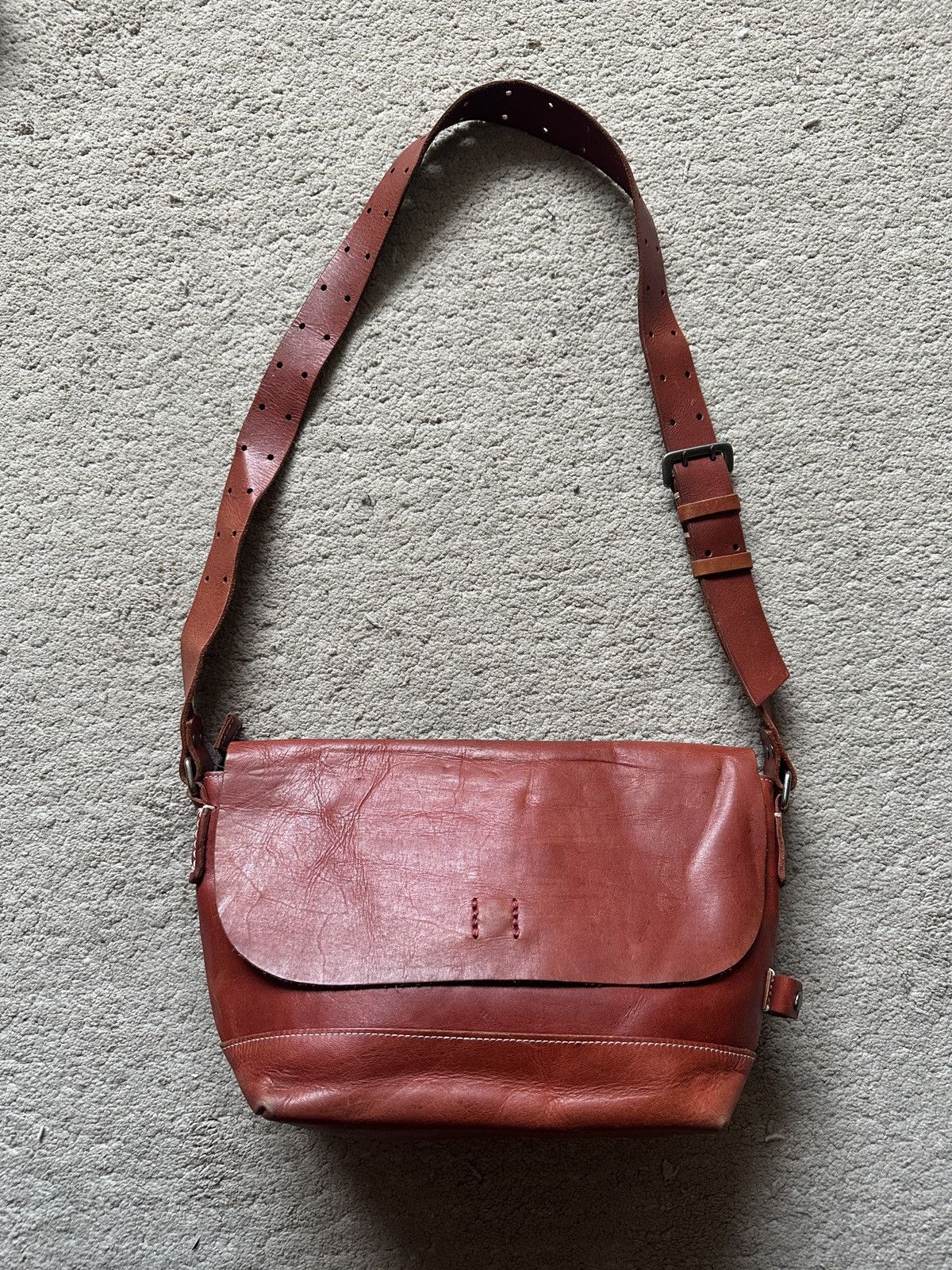 Comme des Garcons Homme Vintage Japan made Red Leather Patina Sling Bag Size ONE SIZE - 2 Thumbnail