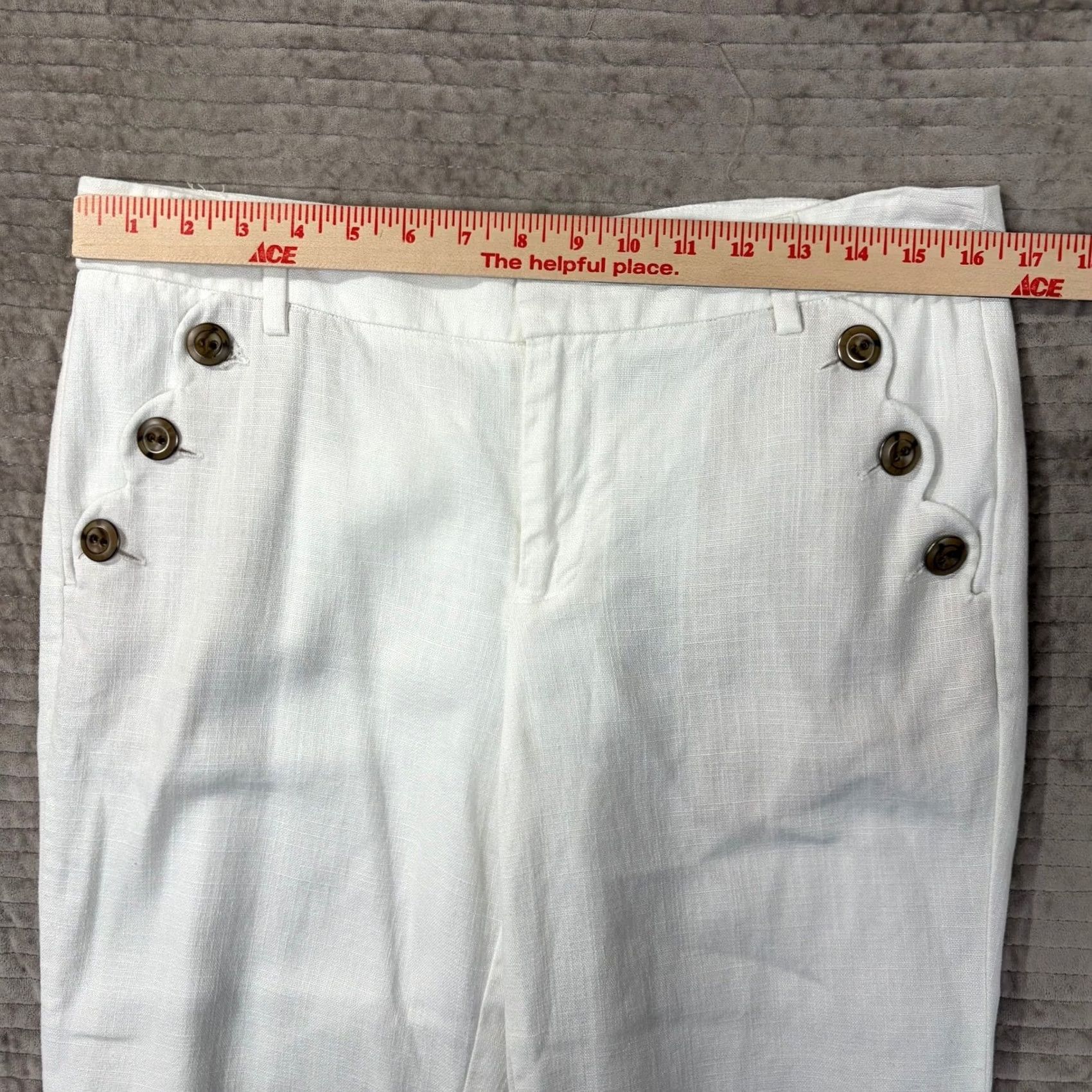 Anthropologie Elevenses The Brighton White Linen Wide-Leg Sailor Pants Womens 10 Size 24" / US 00 / IT 34 - 6 Thumbnail