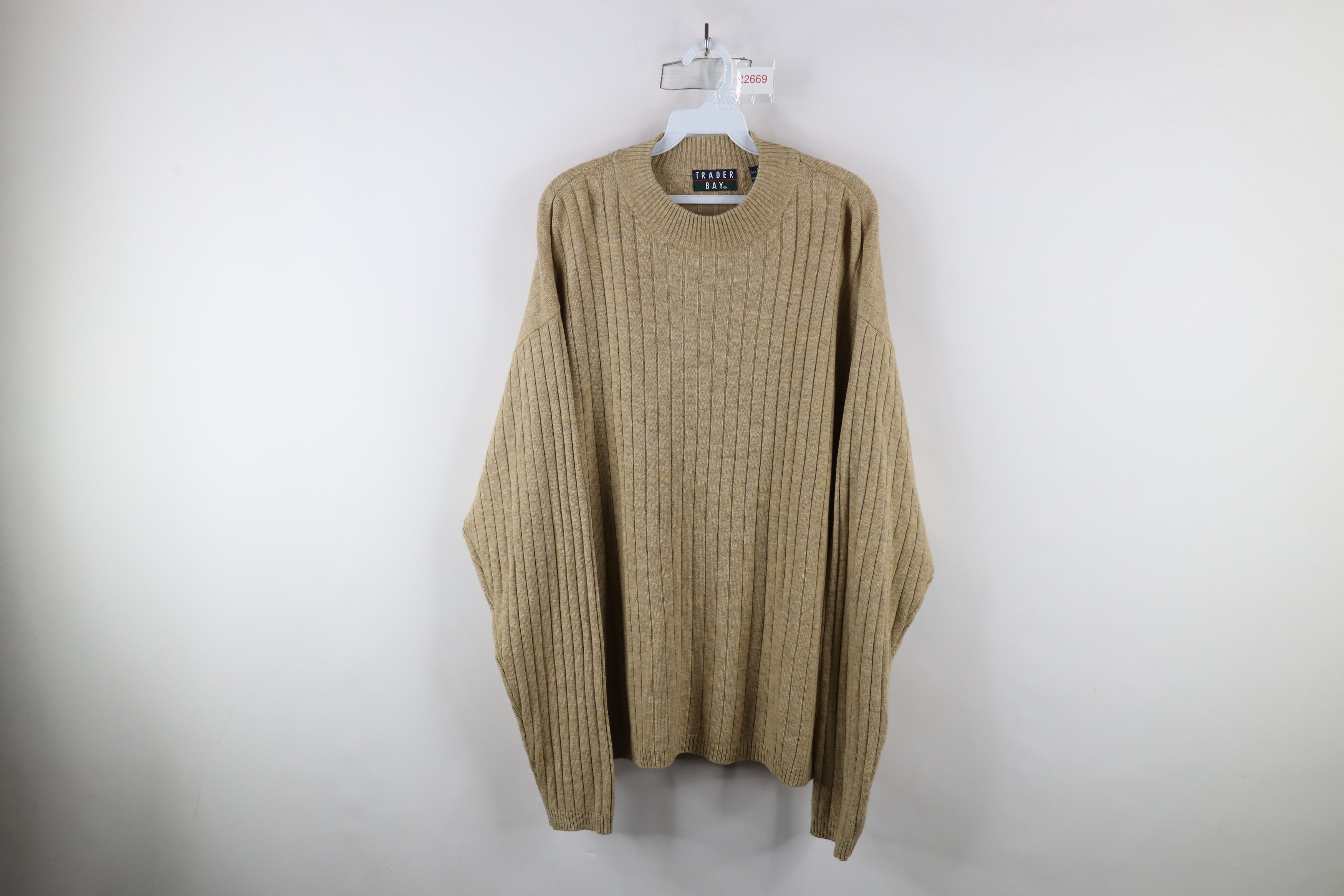 Vintage Vintage 90s Streetwear Wool Blend Ribbed Knit Sweater Beige Size US XL / EU 56 / 4 - 1 Thumbnail